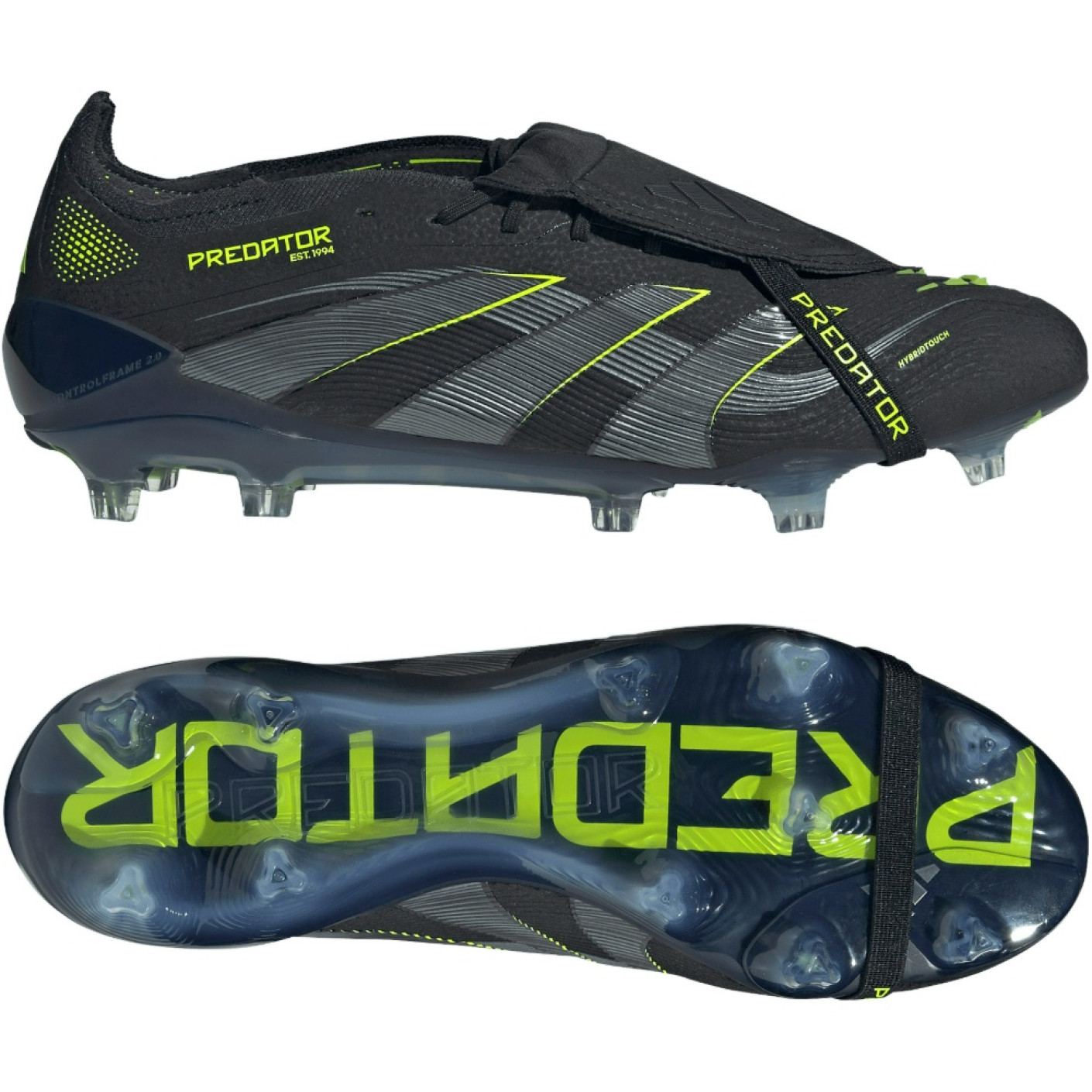 adidas Predator Elite FT Gras Voetbalschoenen (FG) Zwart Donkergrijs Neongeel