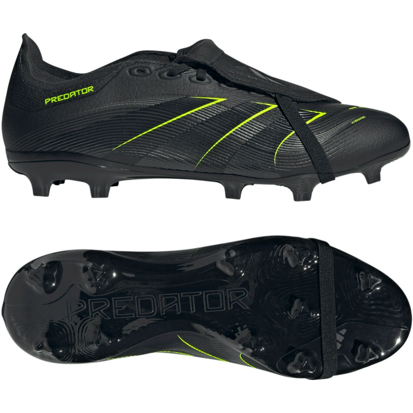 adidas Predator League FT Gazon Naturel Artificiel Chaussures de Foot (MG) Noir Gris Foncé Jaune Néon