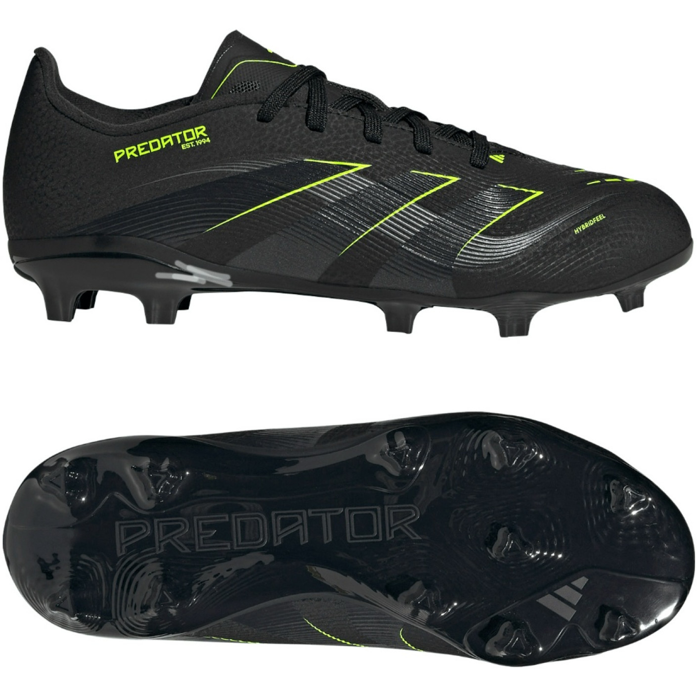 adidas Predator League Gras / Kunstgras Voetbalschoenen (MG) Kids Zwart Donkergrijs Neongeel