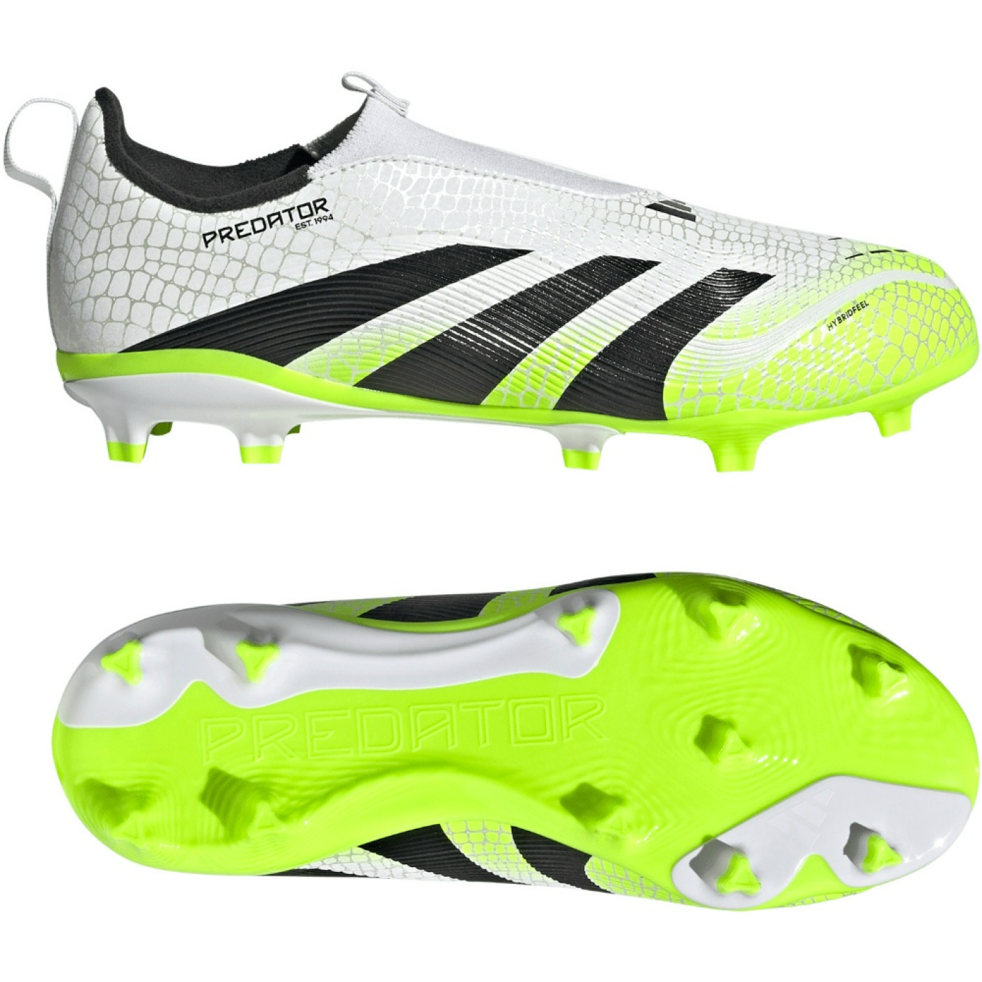 adidas Predator League Veterloze Gras / Kunstgras Voetbalschoenen (MG) Kids Wit Zwart Neongeel