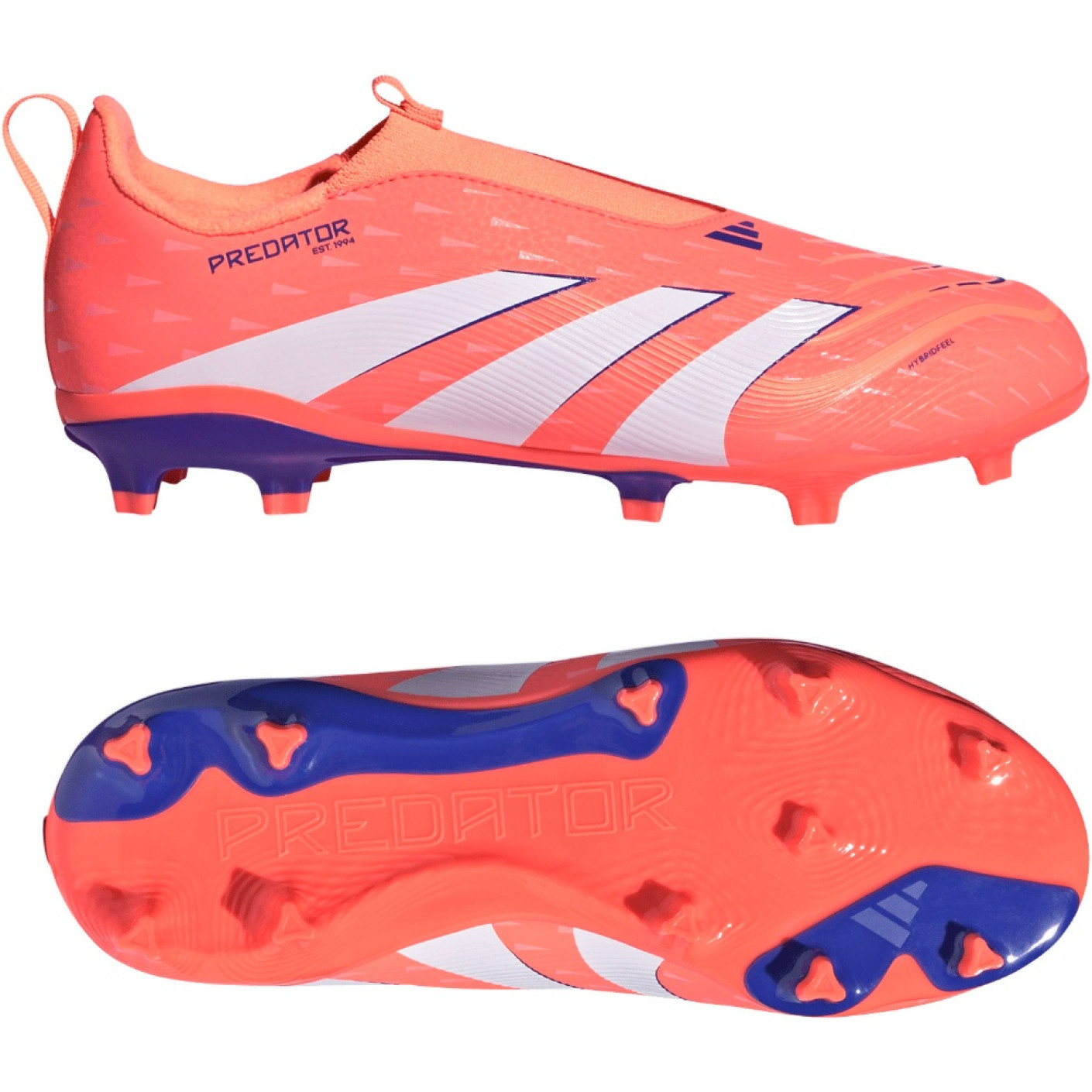 adidas Predator League Sans Lacets Gazon Naturel Artificiel Chaussures de Foot (MG) Enfants Orange Blanc Bleu