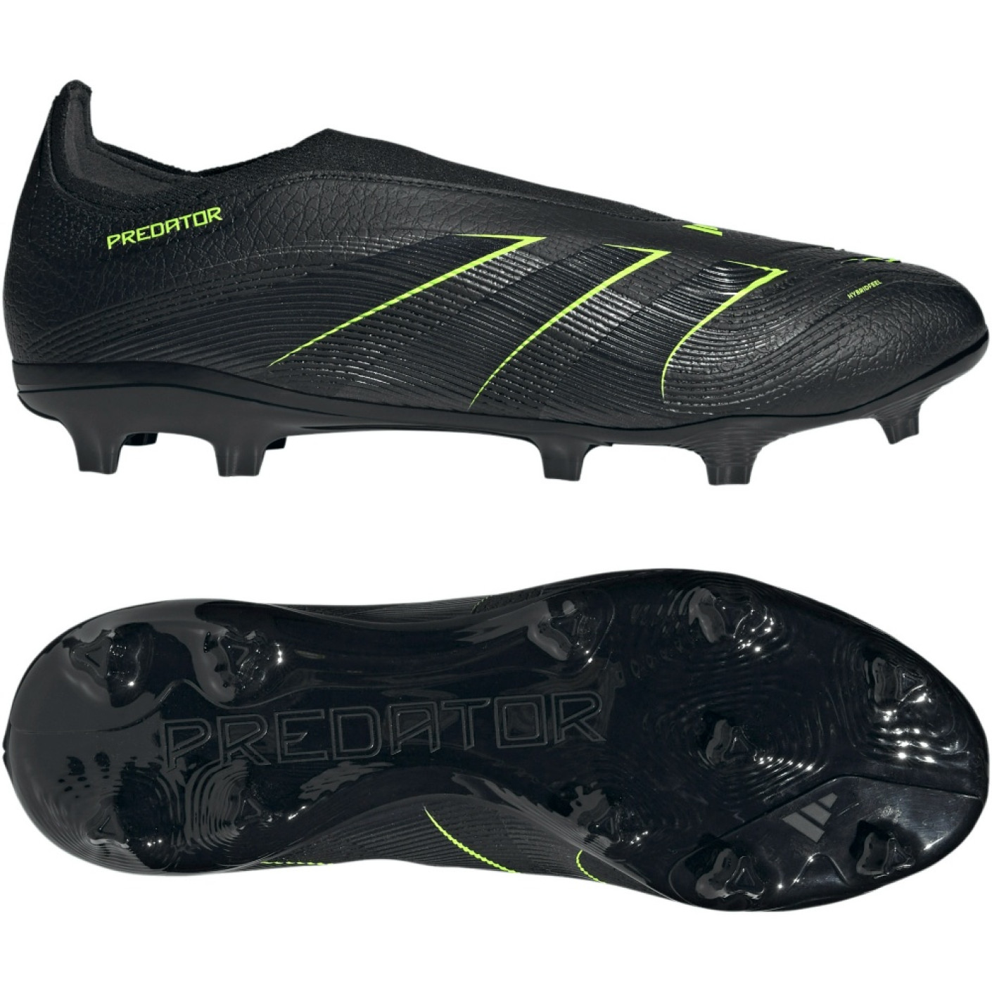 adidas Predator League Sans Lacets Gazon Naturel Artificiel Chaussures de Foot (MG) Noir Gris Foncé Néon Jaune