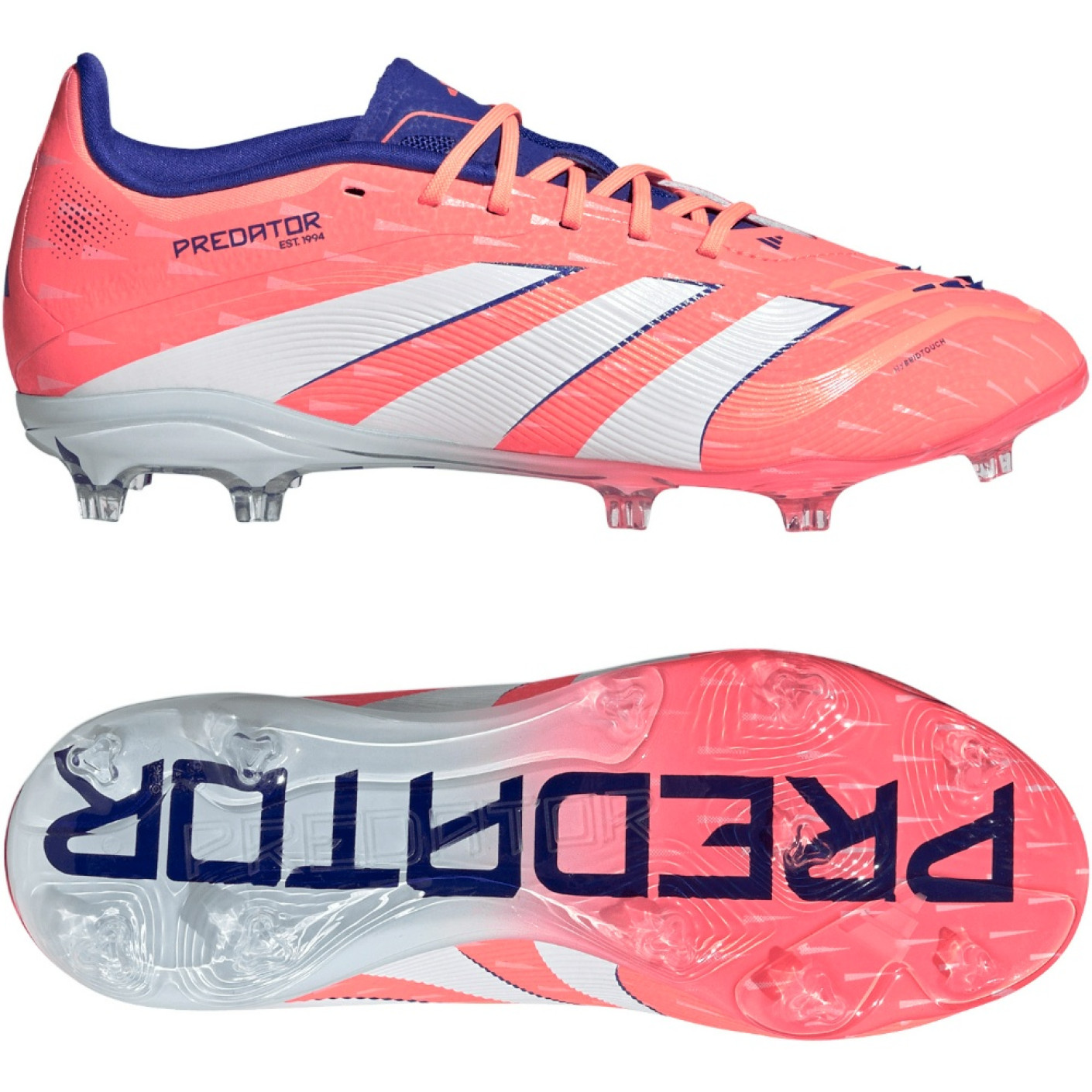 adidas Predator Elite Gazon Naturel Chaussures de Foot (FG) Enfants Orange Blanc Bleu