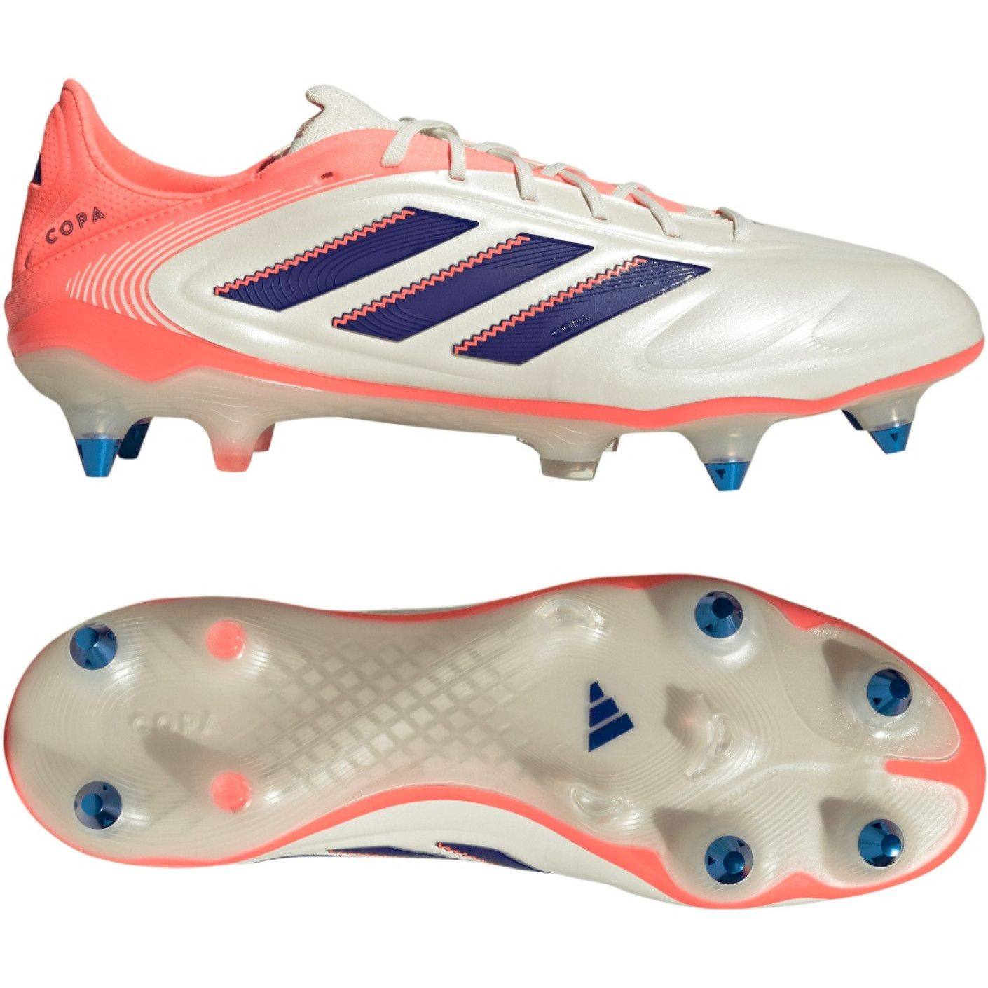 adidas Copa Pure III Elite IJzeren-Nop Voetbalschoenen (SG) Gebroken Wit Blauw Roze