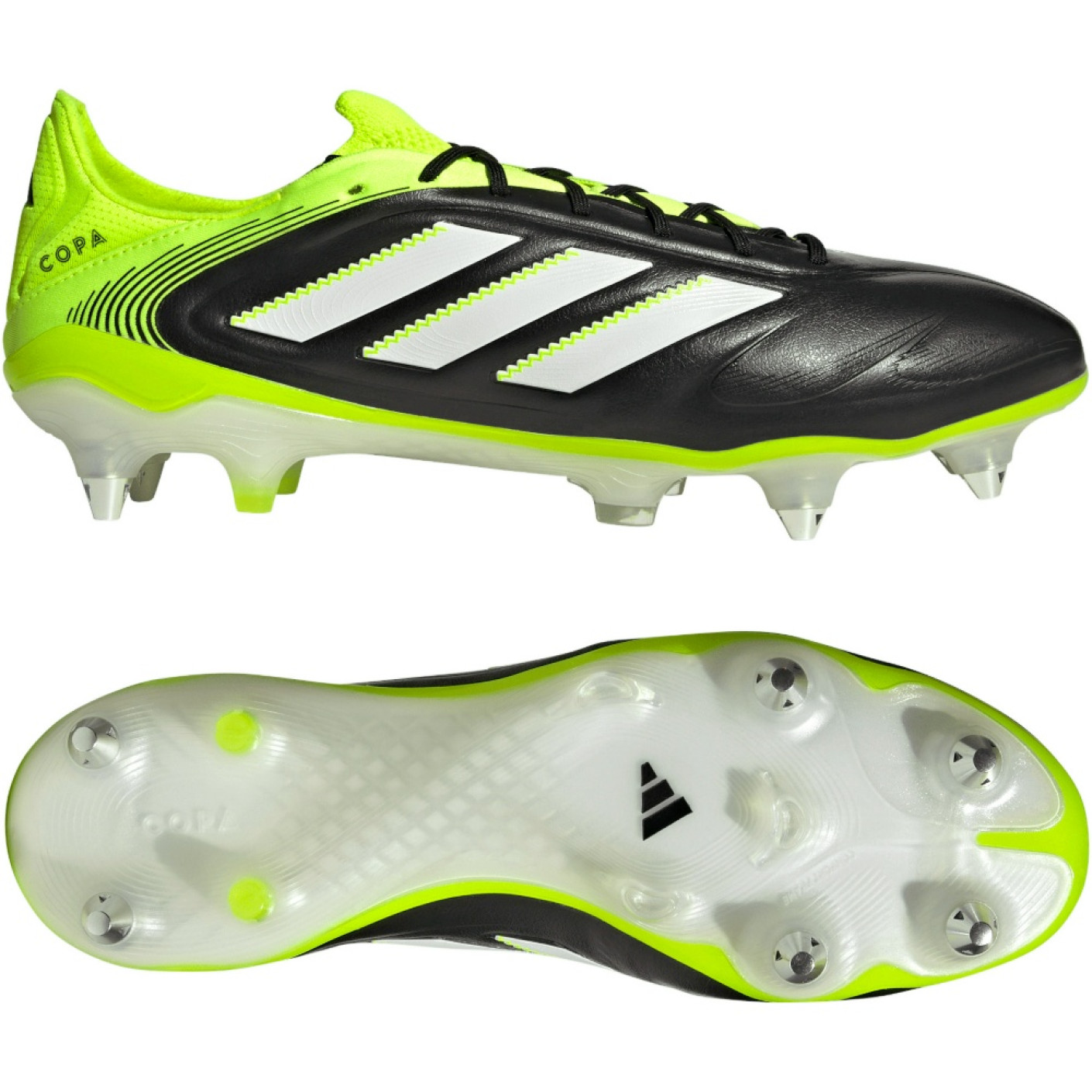 adidas Copa Pure III Elite IJzeren-Nop Voetbalschoenen (SG) Zwart Wit Neongeel
