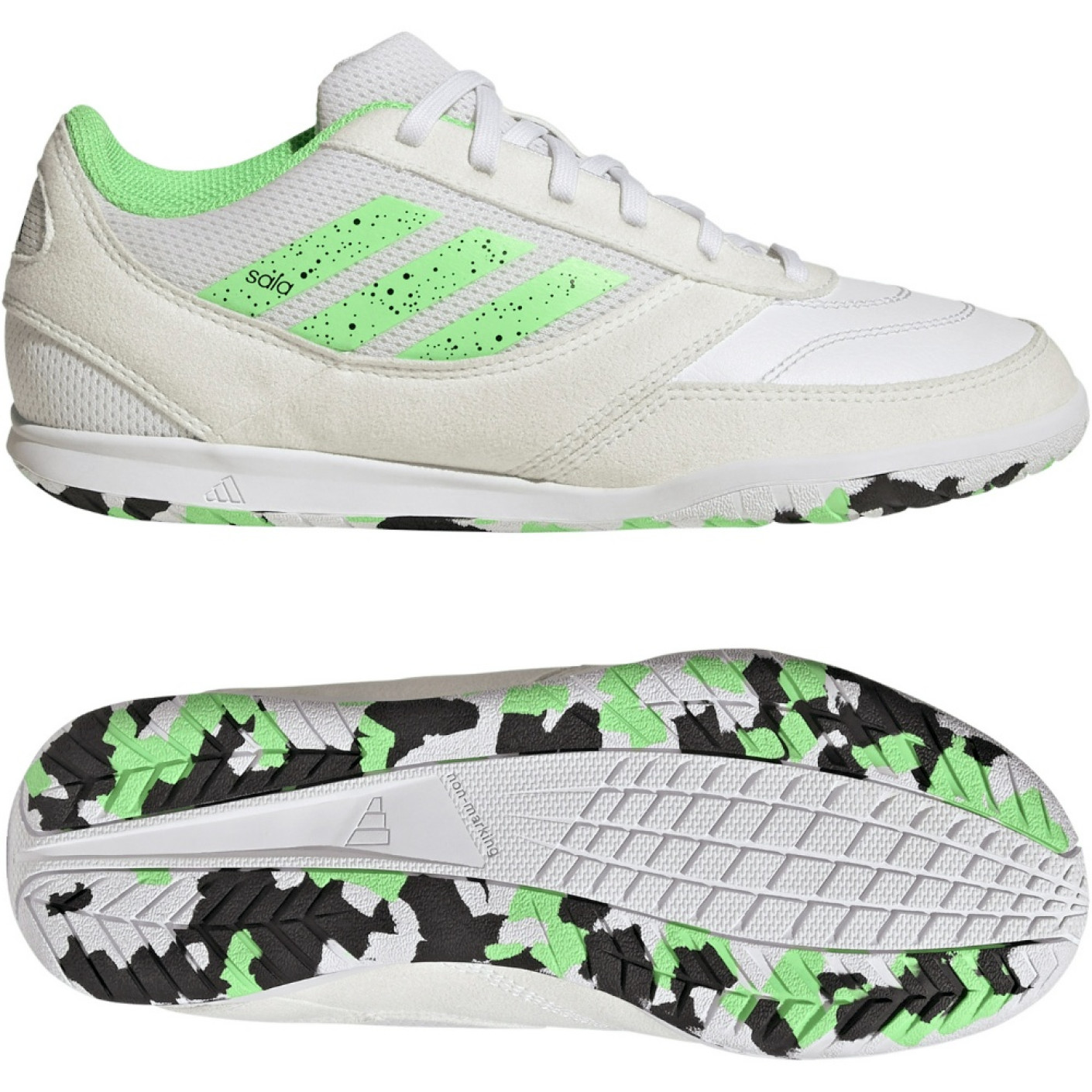 adidas Top Sala Competition II Chaussures de Foot en Salle (IN) Enfants Blanc Vert Clair Noir