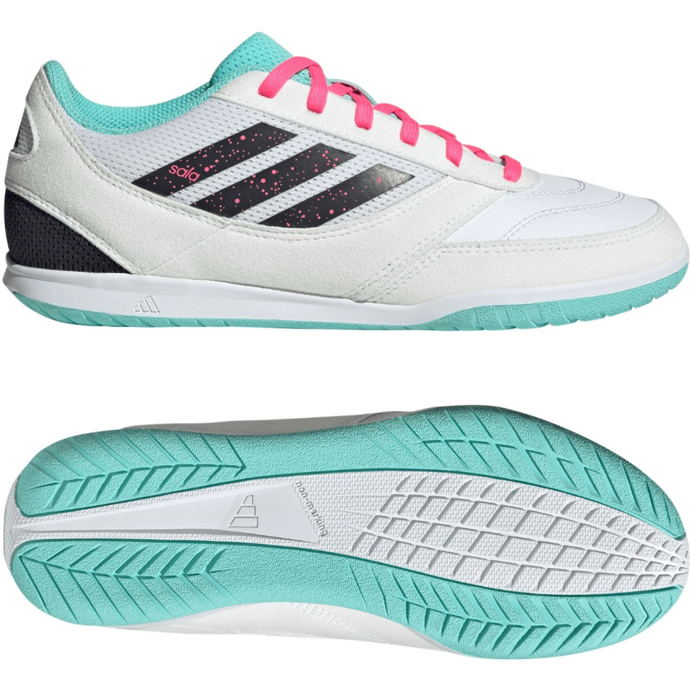 adidas Top Sala Competition II Chaussures de Foot en Salle (IN) Enfants Blanc Noir Turquoise Rose
