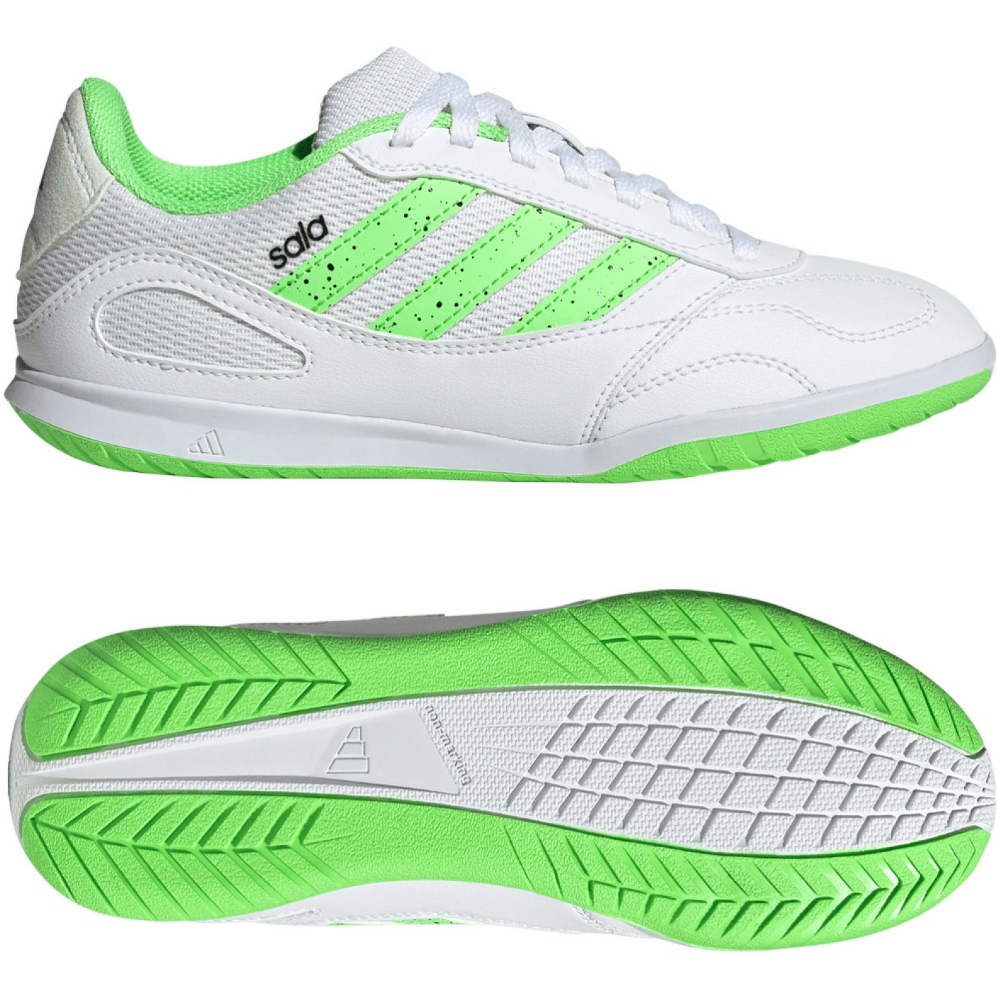 adidas Super Sala III Zaalvoetbalschoenen (IN) Kids Wit Lichtgroen Zwart