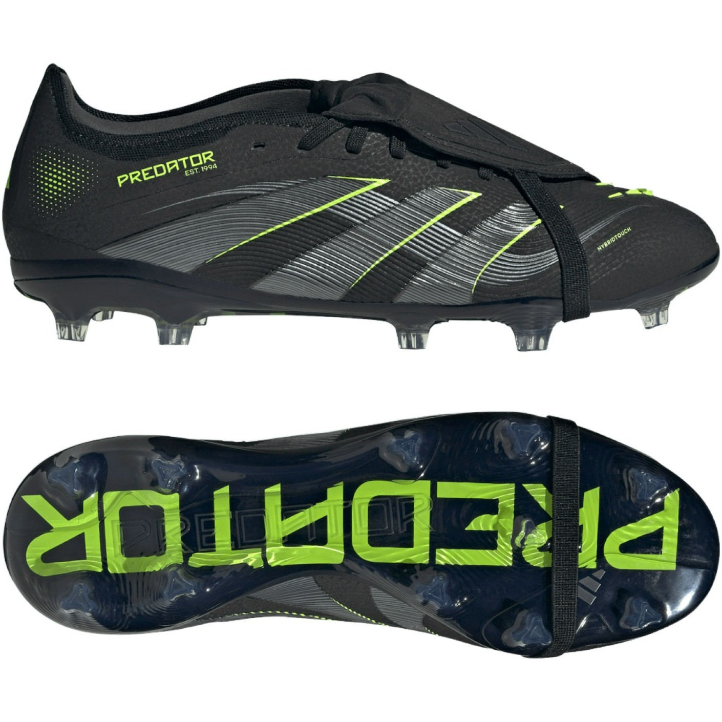 adidas Predator Pro FT Gras Voetbalschoenen (FG) Zwart Donkergrijs Neongeel
