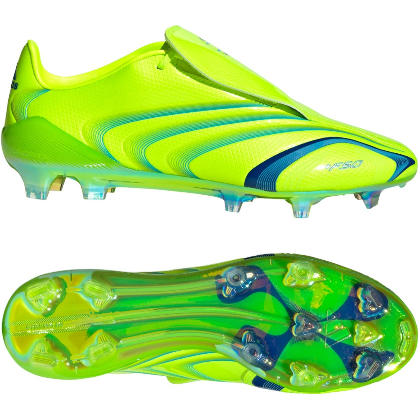 adidas F50 Tunit Elite Gazon Naturel Chaussures de Foot (FG) Lucid Lemon Bleu