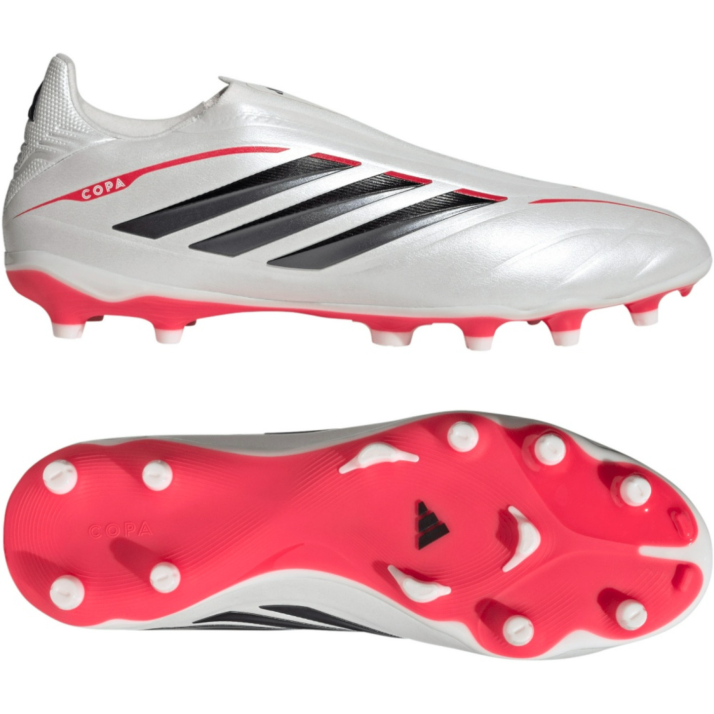 adidas Copa Pure IV League Sans Lacets Gazon Naturel Chaussures de Foot (FG) Blanc Noir Rouge