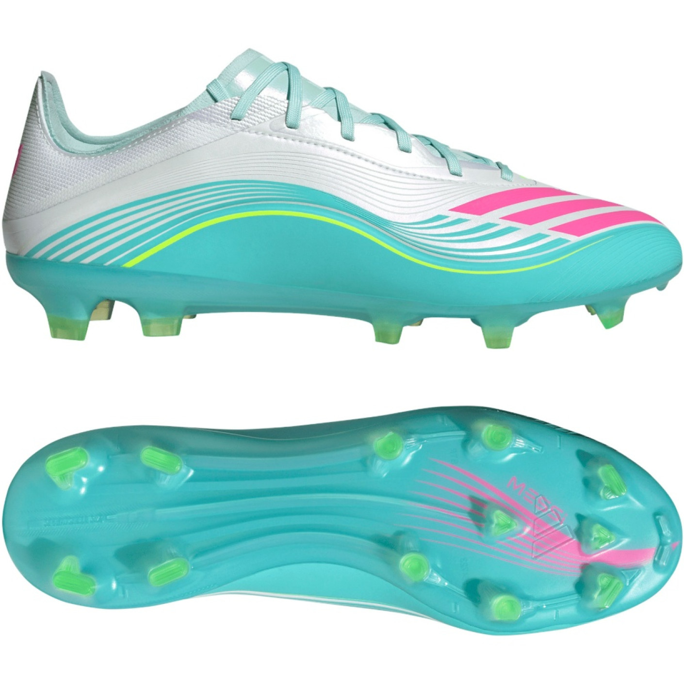 adidas F50 Messi Pro Gras Voetbalschoenen (FG) Wit Turquoise Roze