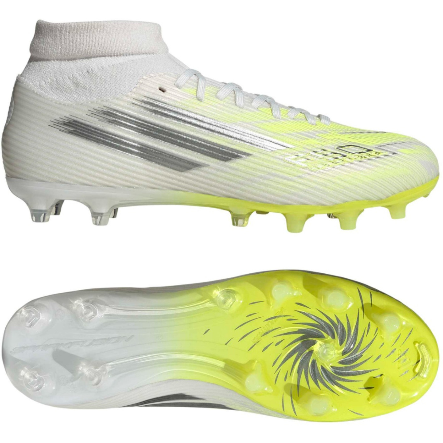 adidas F50 Sparkfusion League Gras / Kunstgras Voetbalschoenen (MG) Dames Wit Grijs Neongeel