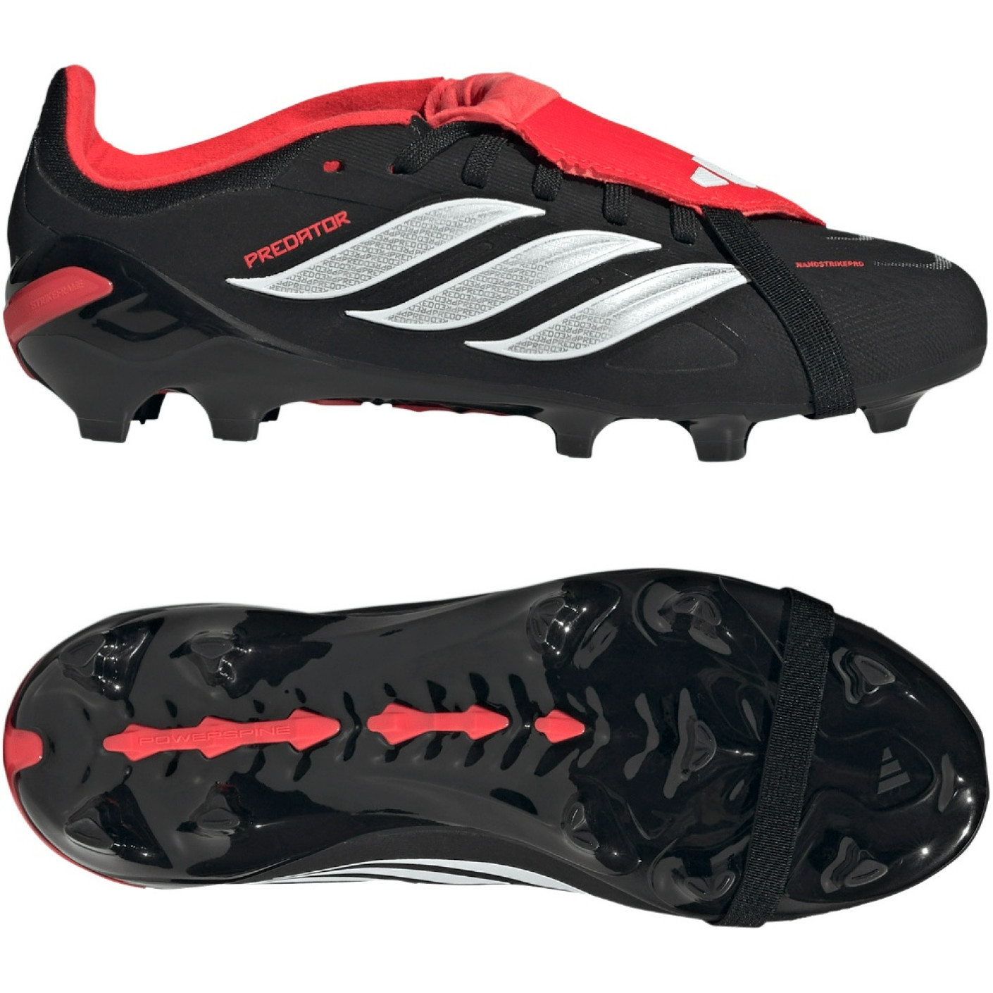 adidas Predator Elite FT Gazon Naturel Chaussures de Foot (FG) Enfants Noir Blanc Rouge