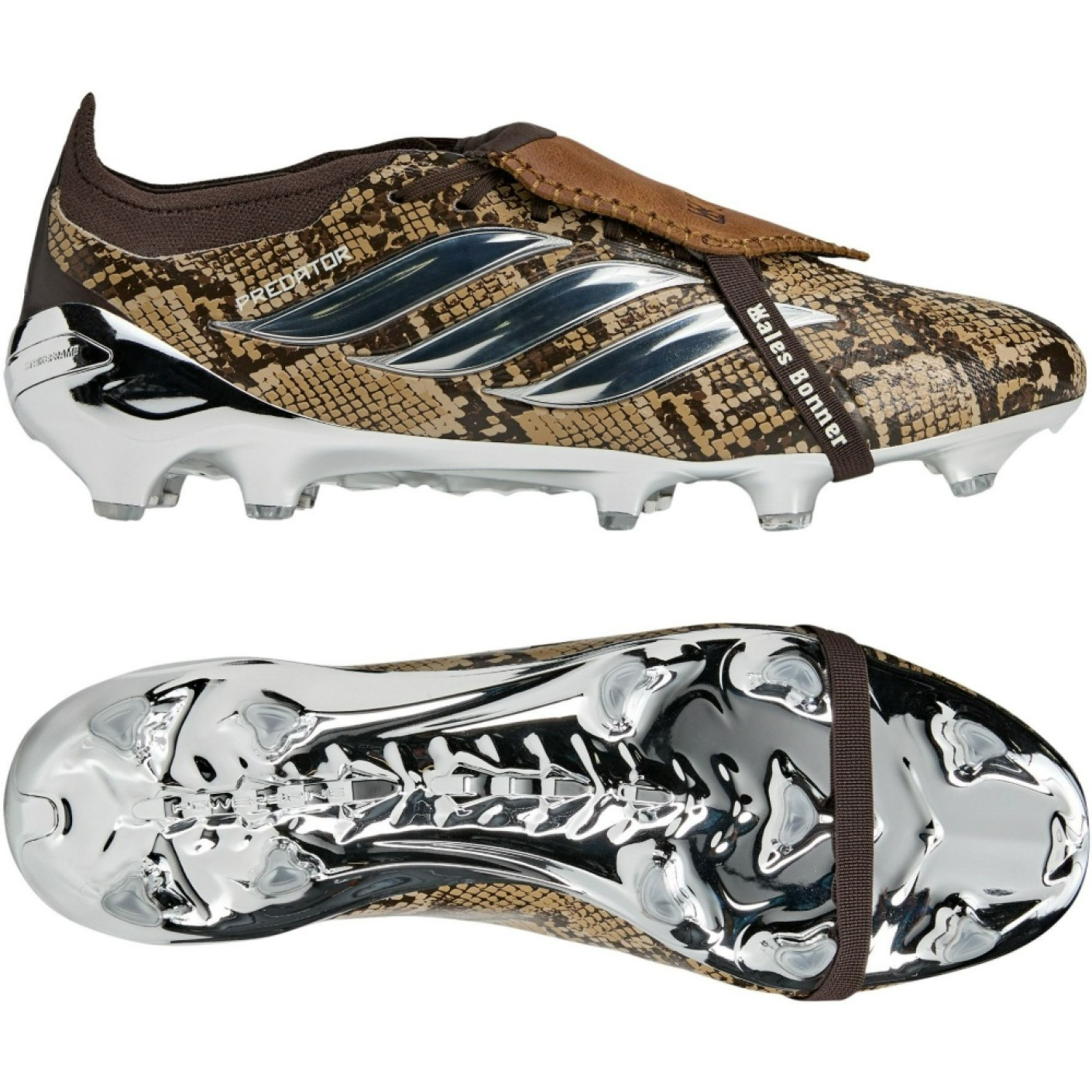 adidas Predator Elite FT Wales Bonner Gazon Naturel Chaussures de Foot (FG) Brun Foncé Brun Argenté Métallique