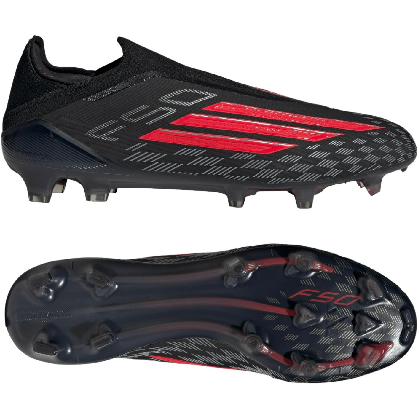 adidas F50 Elite Veterloze Gras Voetbalschoenen (FG) Zwart Rood Donkergrijs