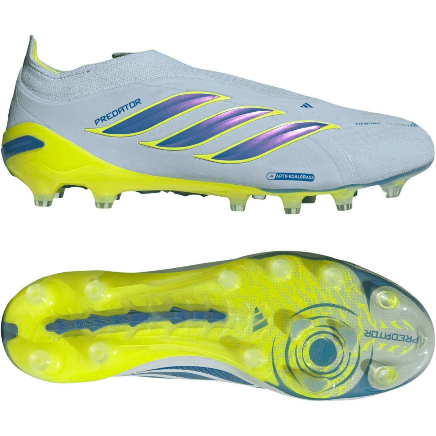 adidas Predator Elite Sans Lacets Gazon Artificiel Chaussures de Foot (AG) Bleu Clair Bleu Jaune