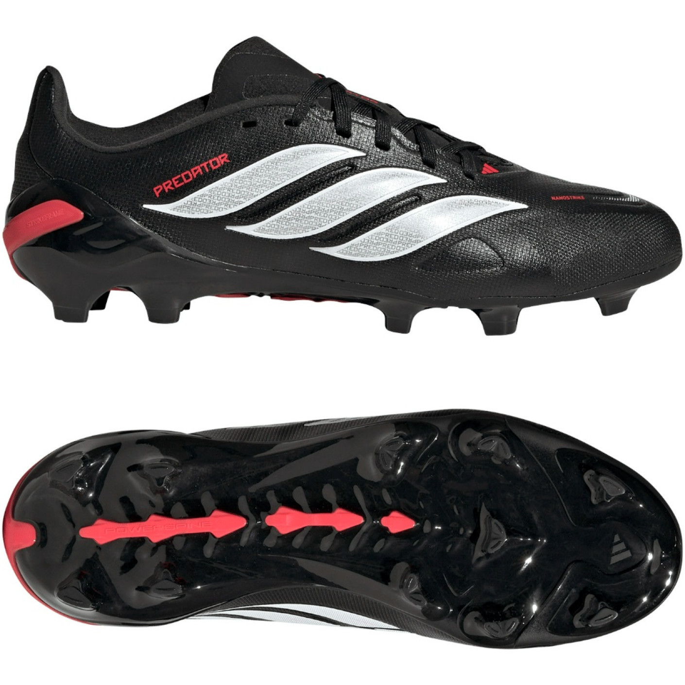 adidas Predator League Gras Voetbalschoenen (FG) Kids Zwart Wit Rood