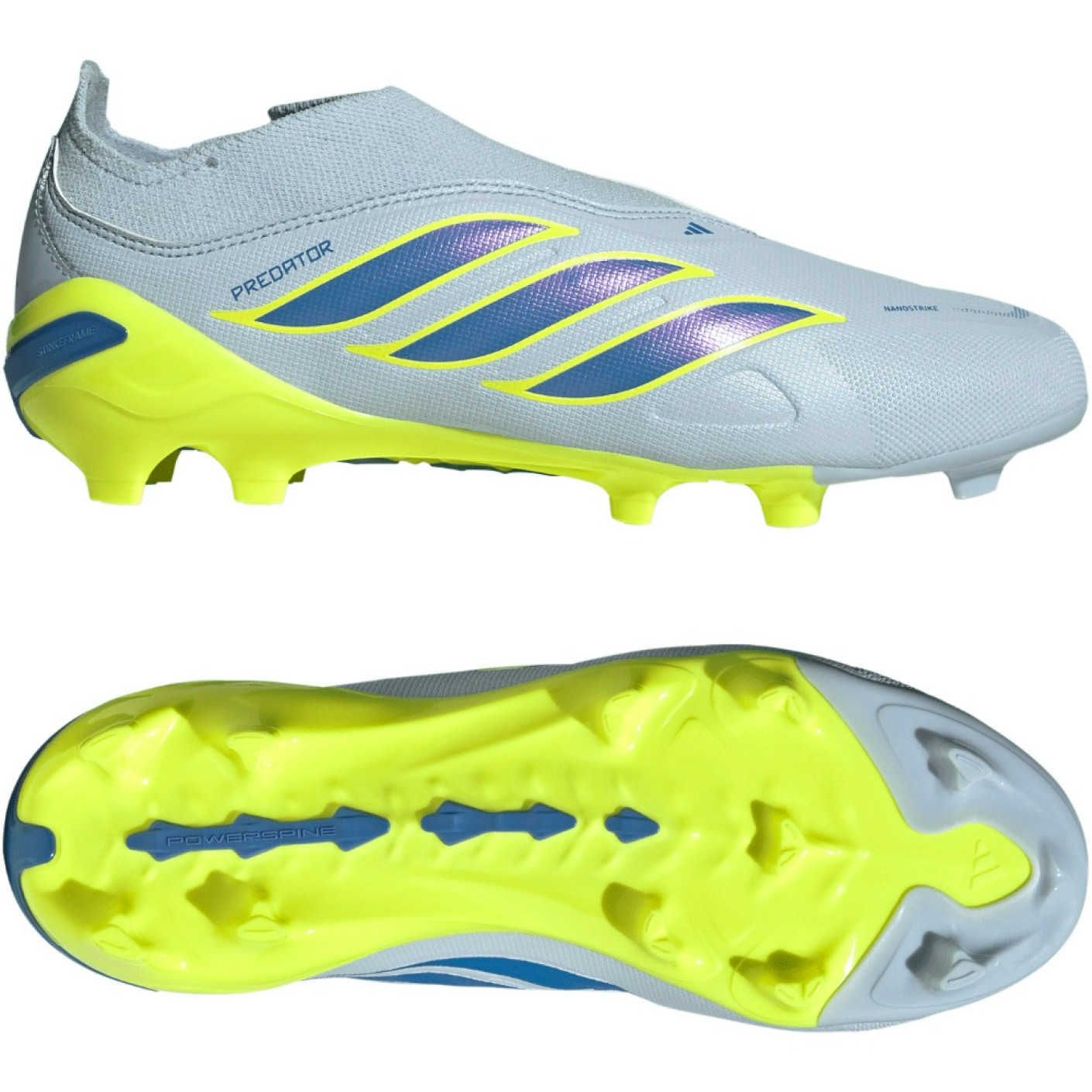 adidas Predator League Sans Lacets Gazon Naturel Chaussures de Foot (FG) Enfants Bleu Clair Bleu Jaune