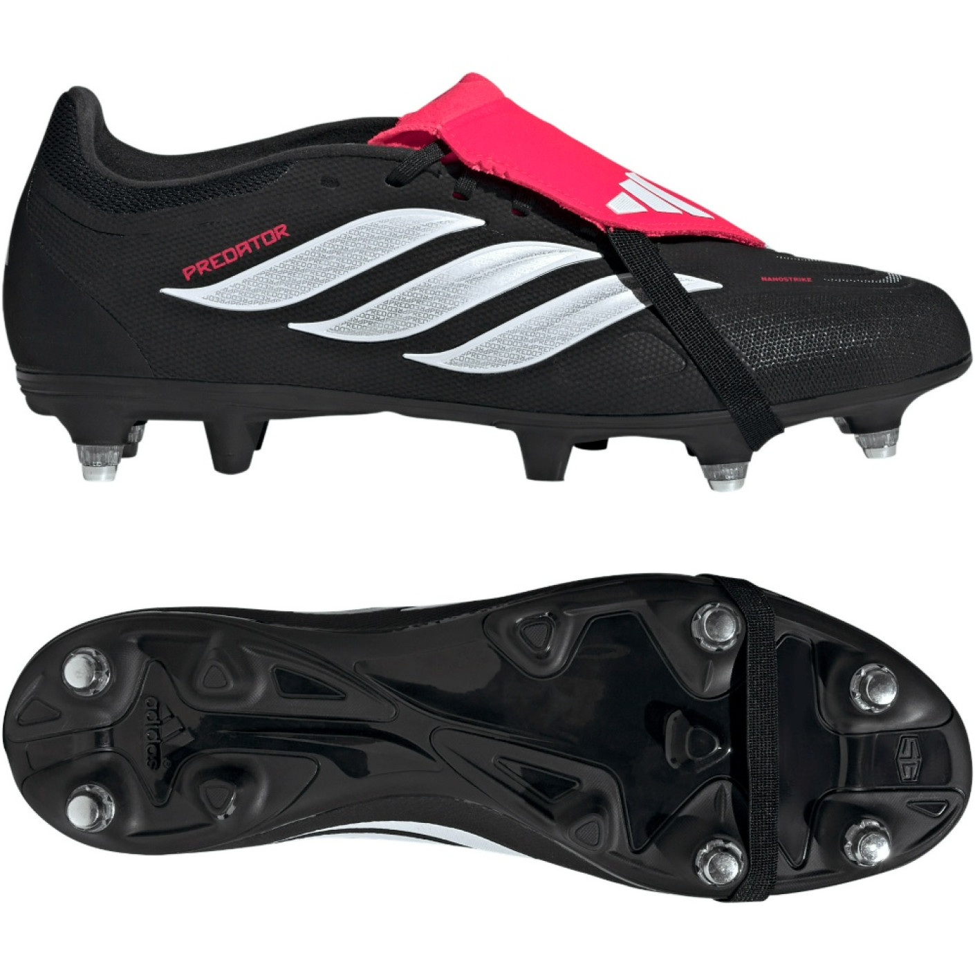 adidas Predator League FT Crampons Vissés Chaussures de Foot (SG) Noir Blanc Rouge