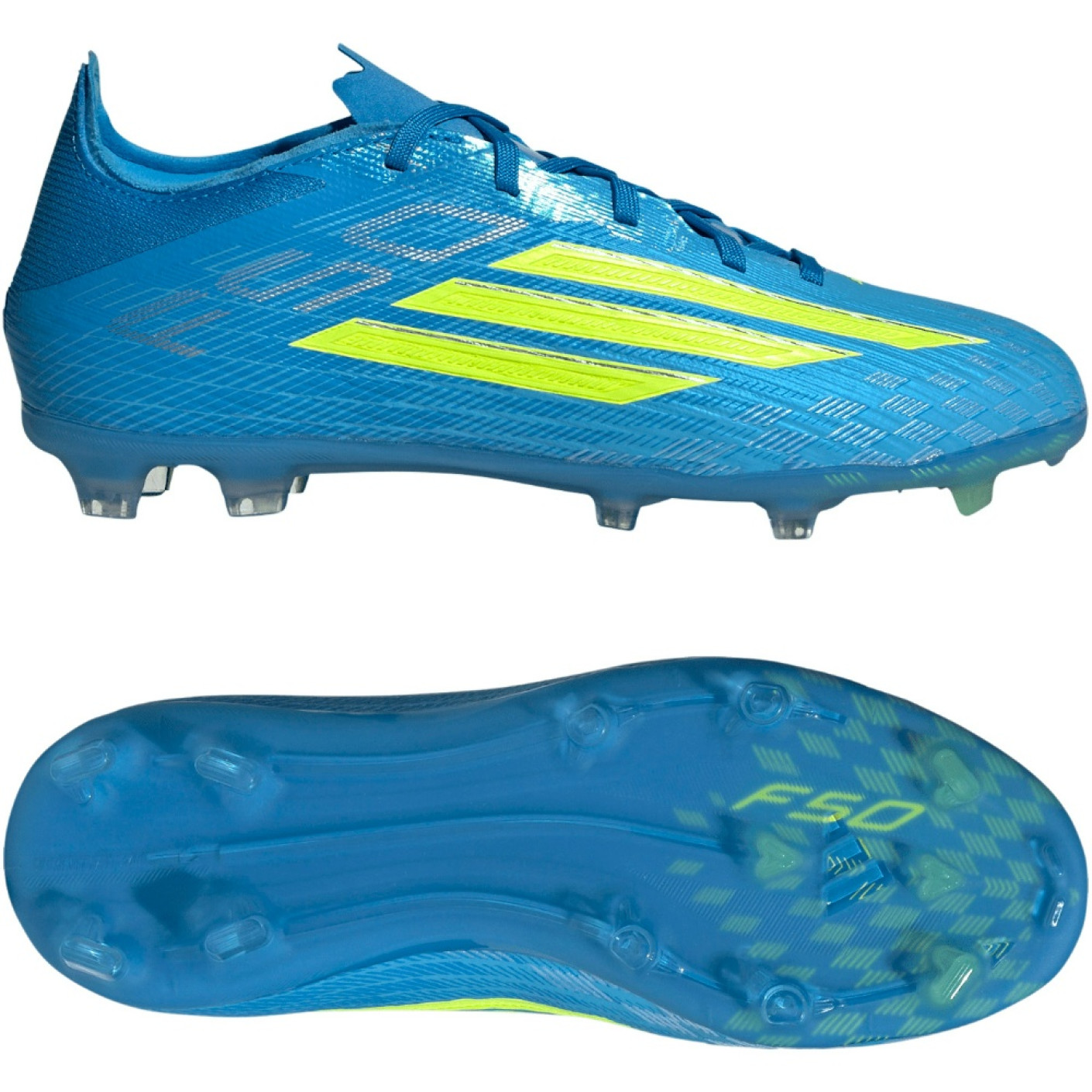 adidas F50 Elite Gras Voetbalschoenen (FG) Kids Blauw Neongeel