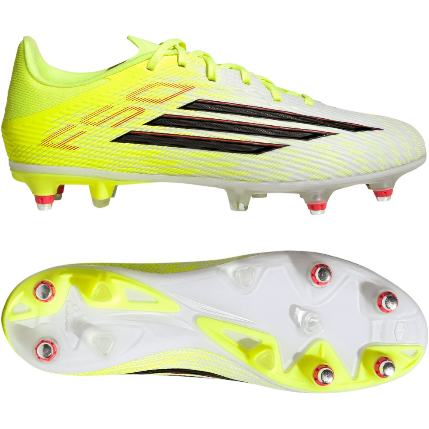 adidas F50 League Crampons Vissés Chaussures de Foot (SG) Néon Jaune Noir Rouge