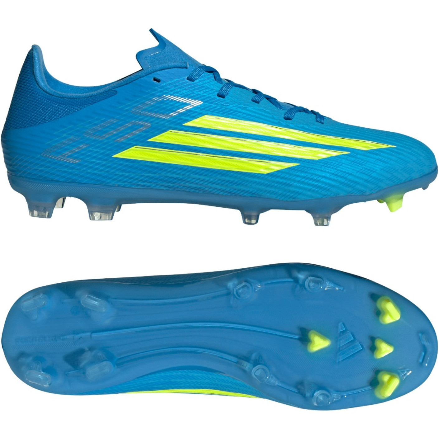 adidas F50 League Gazon Naturel Gazon Artificiel Chaussures de Foot (MG) Bleu Néon Jaune
