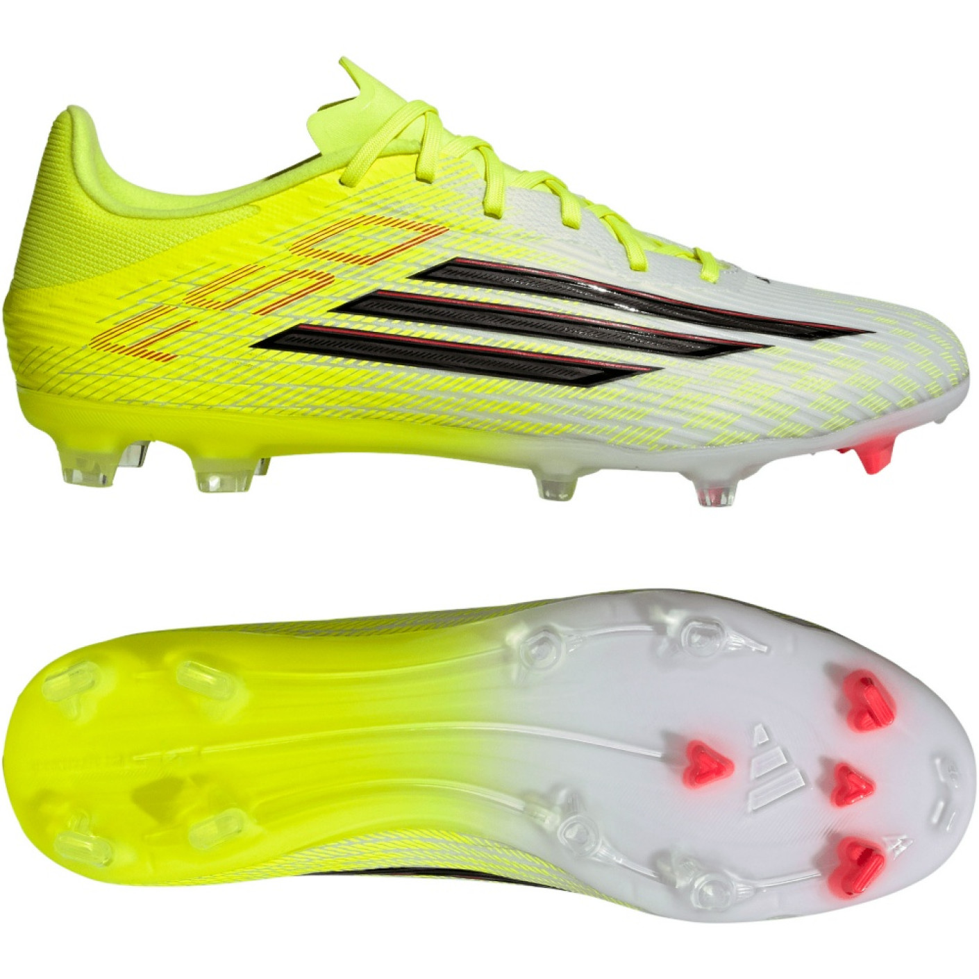 adidas F50 League Gras / Kunstgras Voetbalschoenen (MG) Neongeel Zwart Rood