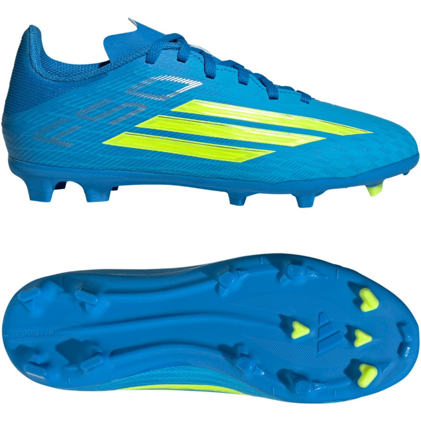adidas F50 League Gras / Kunstgras Voetbalschoenen (MG) Kids Blauw Neongeel