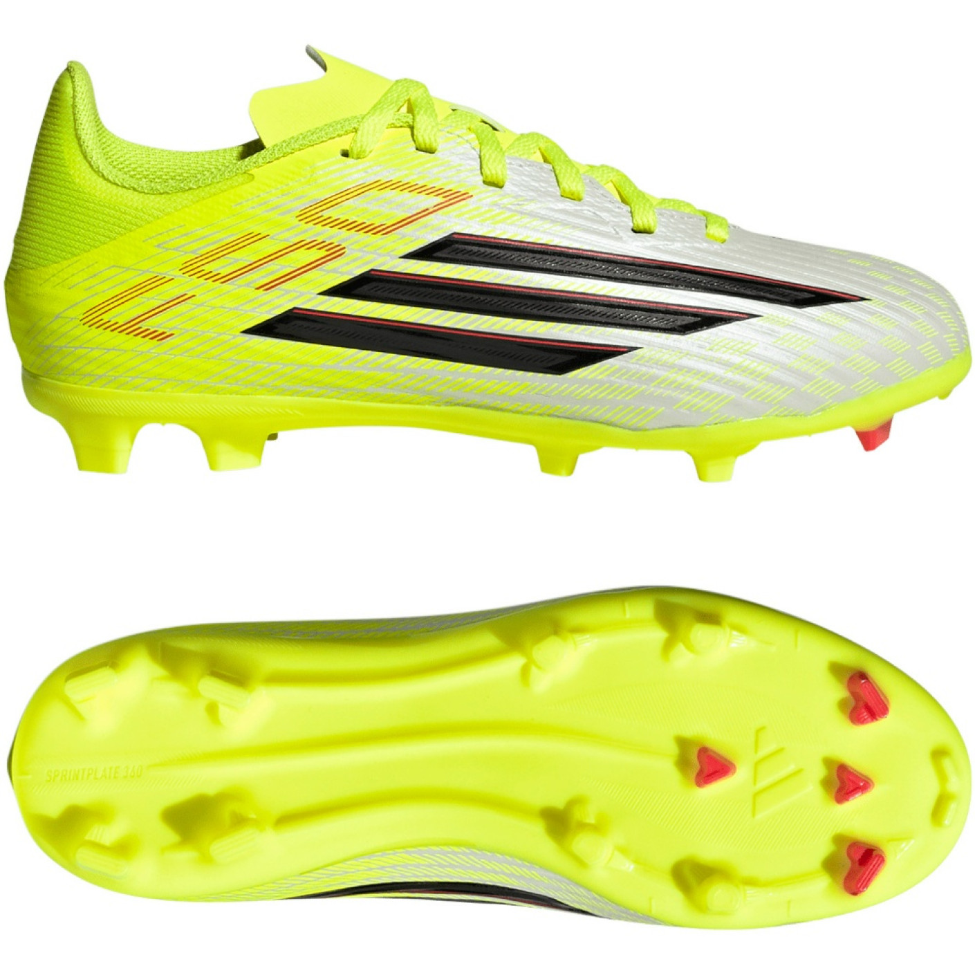 adidas F50 League Gras / Kunstgras Voetbalschoenen (MG) Kids Neongeel Zwart Rood