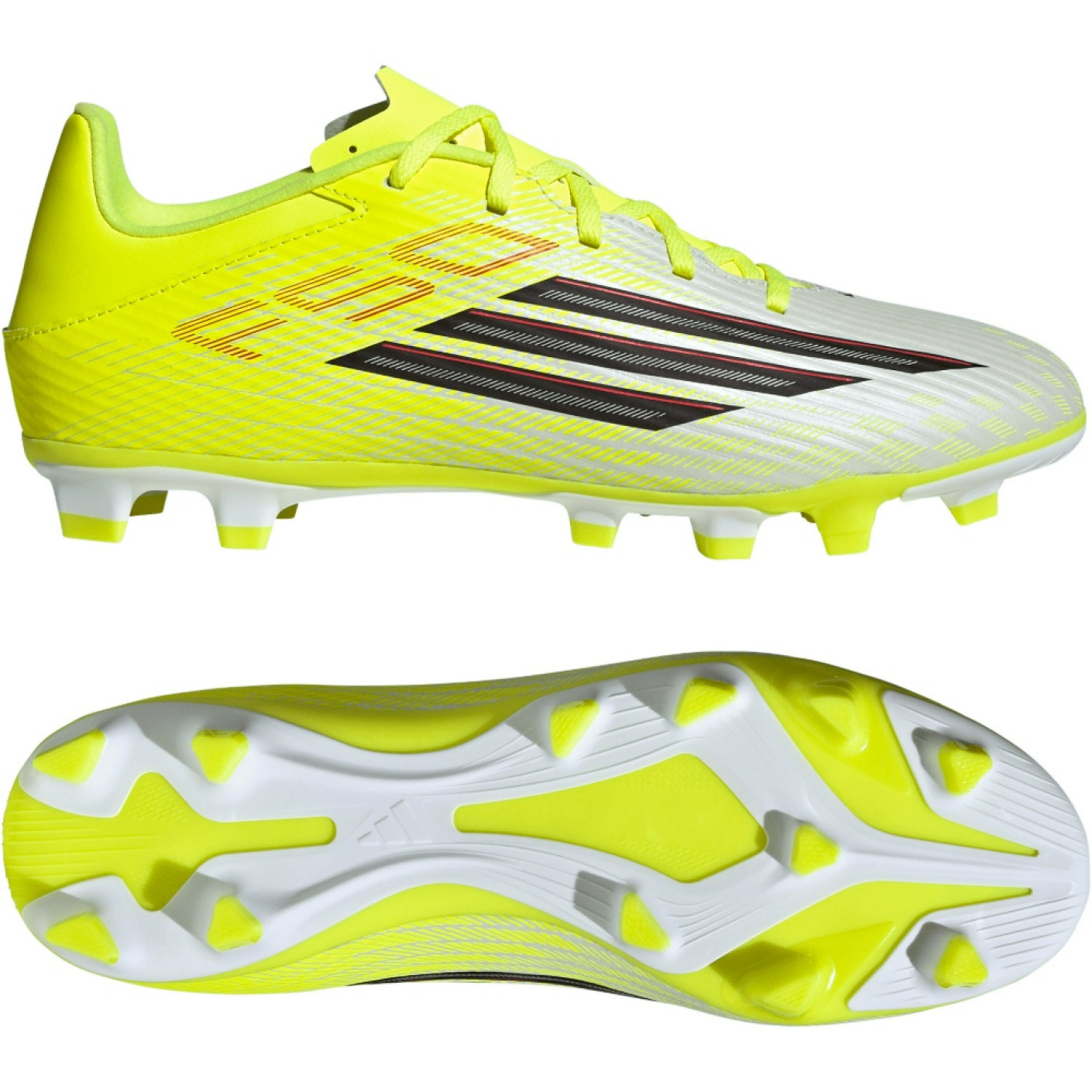 adidas F50 Club Gras / Kunstgras Voetbalschoenen (MG) Neongeel Zwart Rood