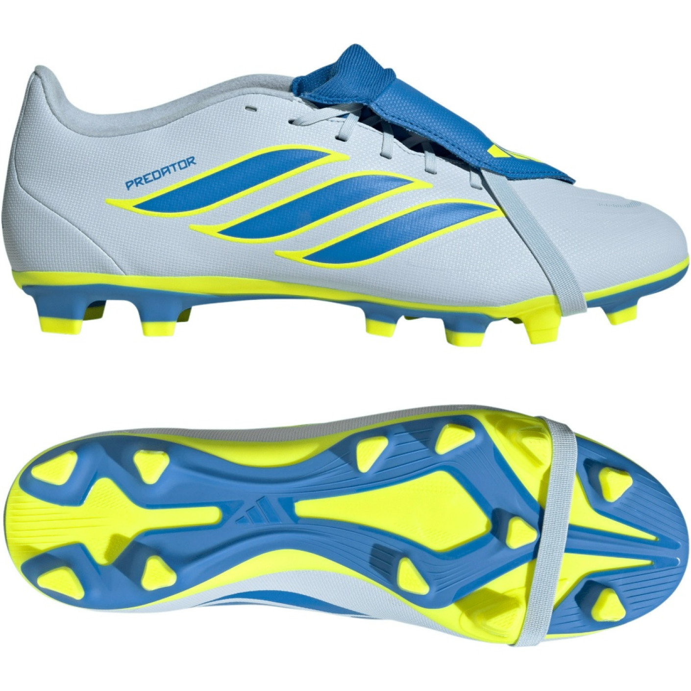 adidas Predator Club FT Gazon Naturel Artificiel Chaussures de Foot (MG) Bleu Clair Bleu Jaune