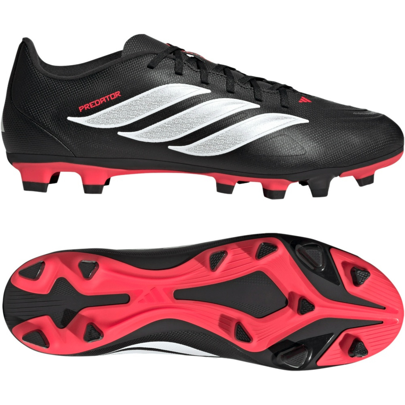 adidas Predator Club Gras / Kunstgras Voetbalschoenen (MG) Zwart Wit Rood