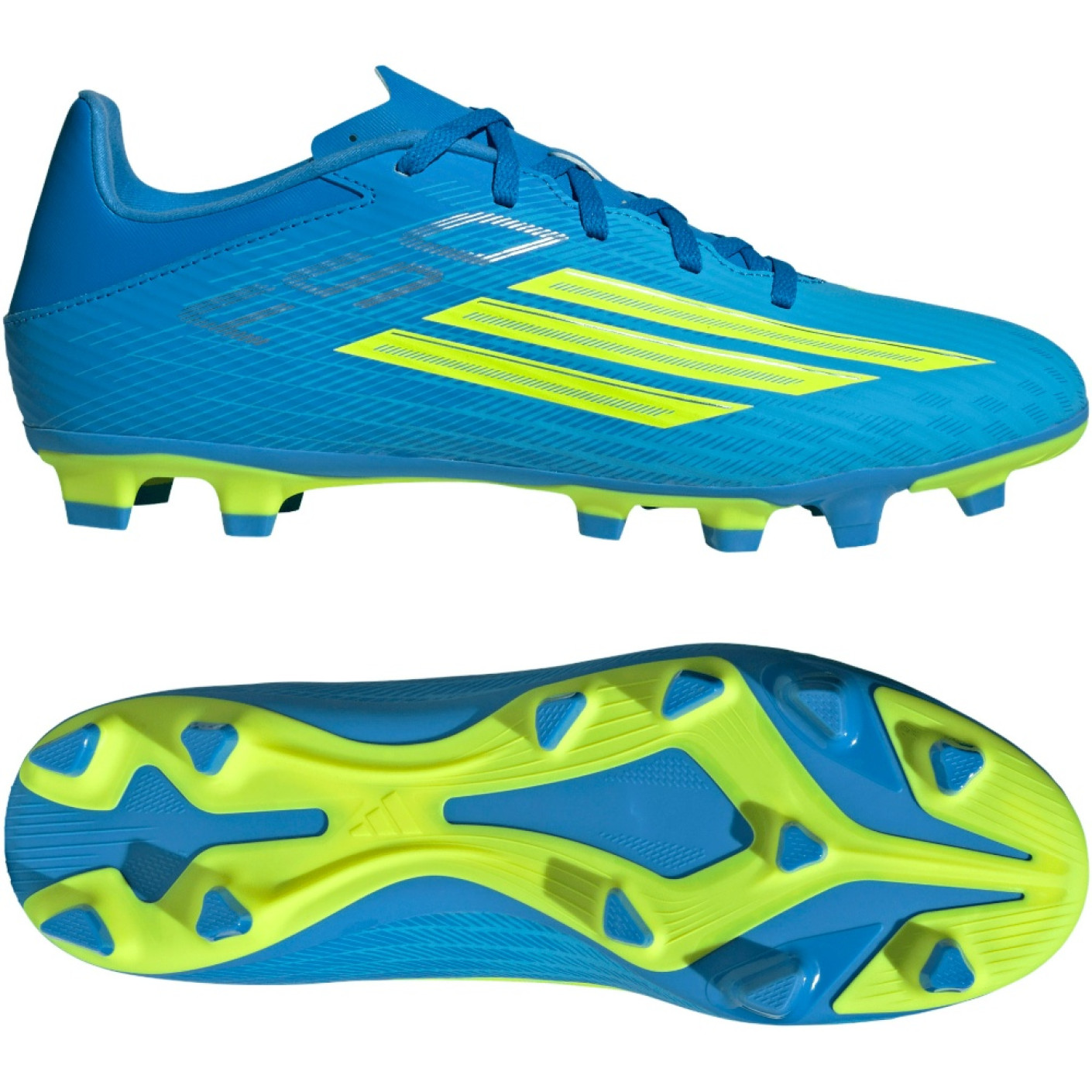 adidas F50 Club Gazon Naturel Gazon Artificiel Chaussures de Foot (MG) Bleu Néon Jaune