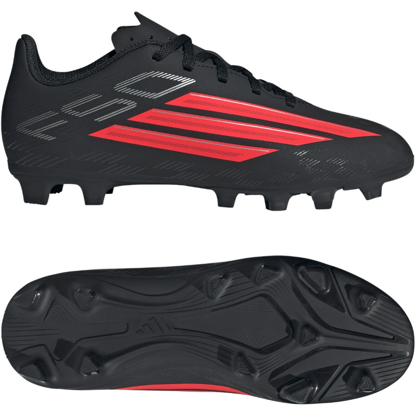 adidas F50 Club Gazon Naturel Gazon Artificiel Chaussures de Foot (MG) Enfants Noir Rouge Gris Foncé