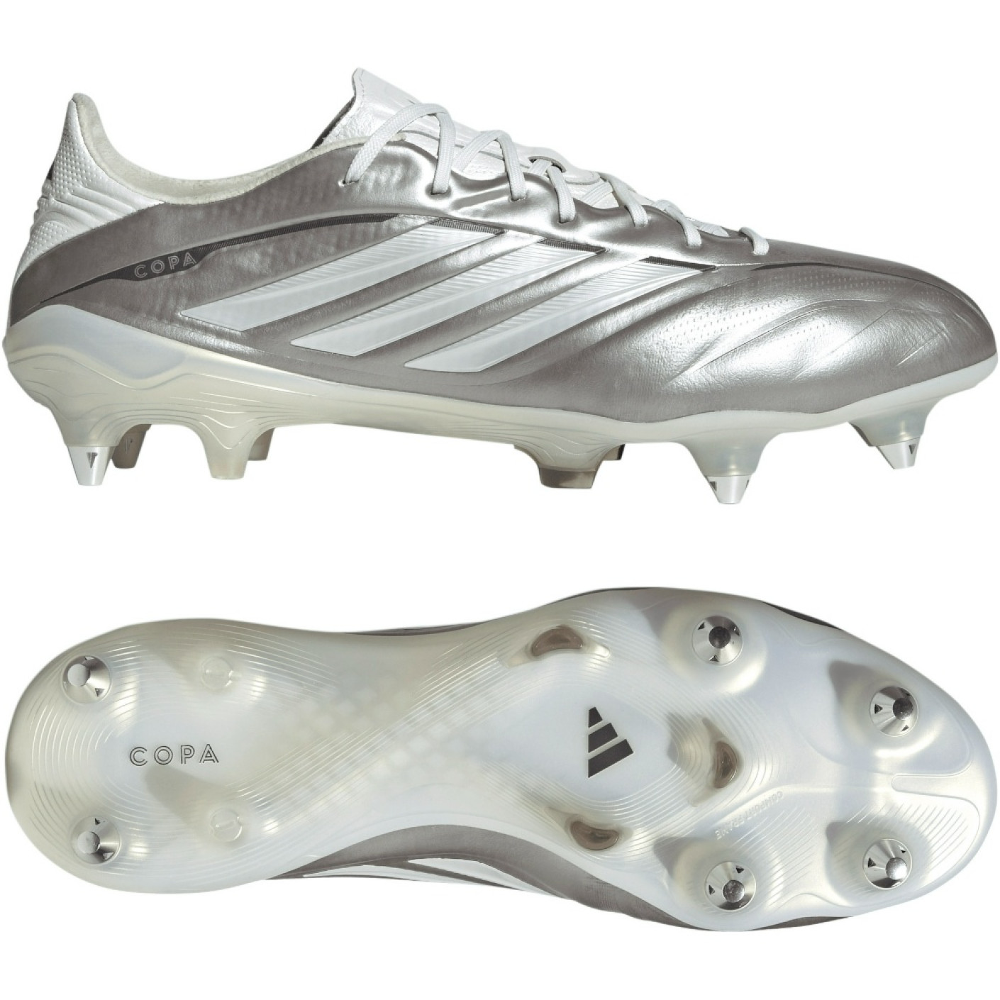 adidas Copa Pure IV Elite IJzeren-Nop Voetbalschoenen (SG) Zilver Wit Donkergrijs
