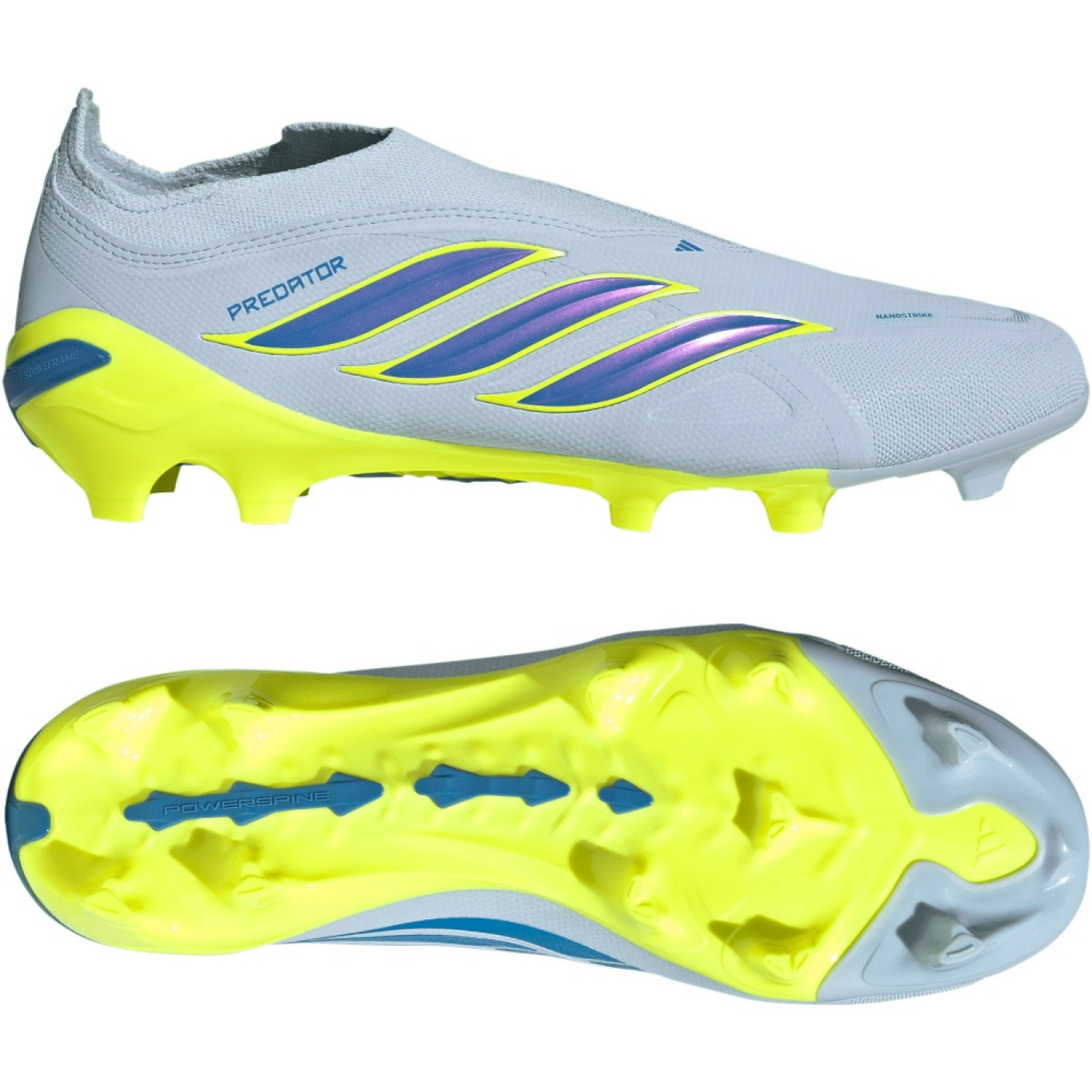 adidas Predator League Sans Lacets Gazon Naturel Chaussures de Foot (FG) Bleu Clair Bleu Jaune