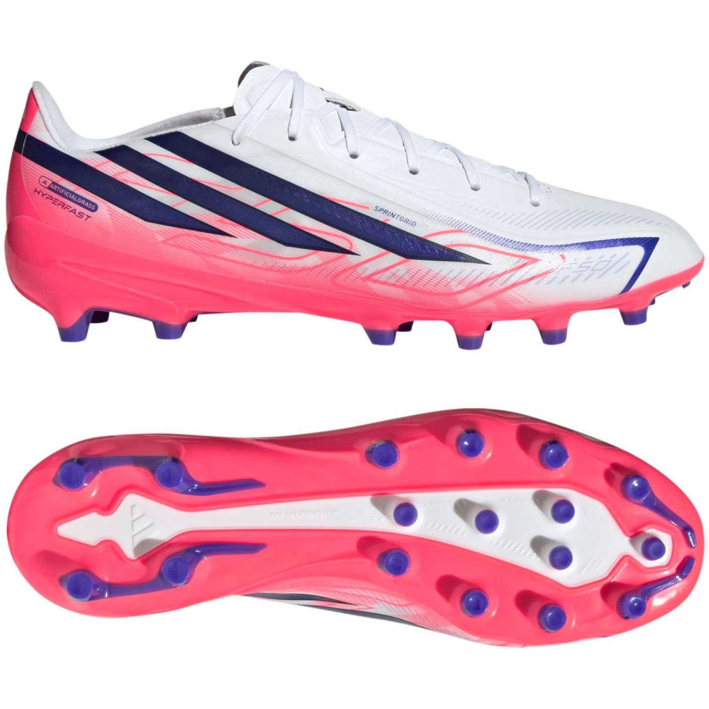 adidas F50 Hyperfast League Gazon Artificiel Chaussures de Foot (AG) Blanc Mauve Rose