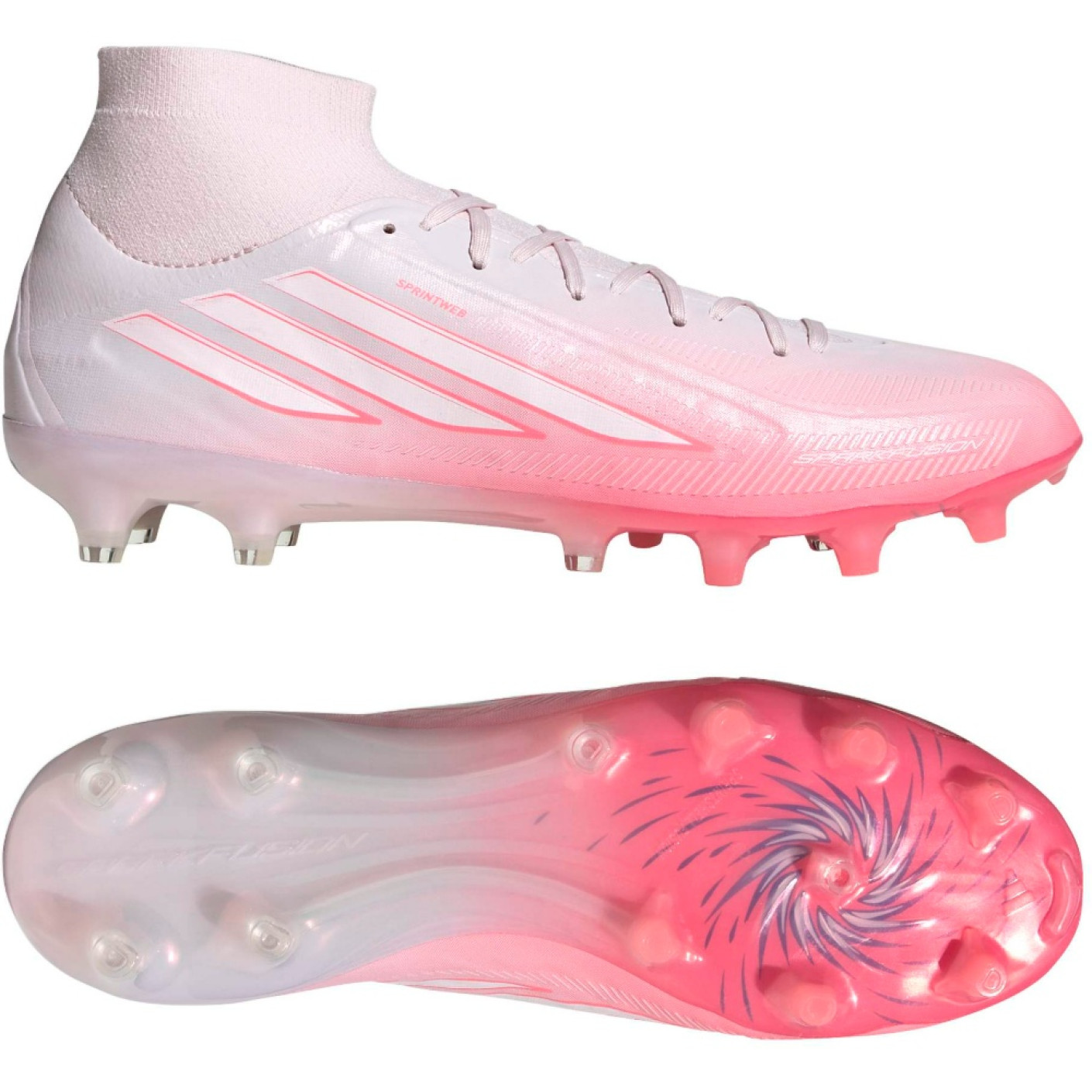 adidas F50 Sparkfusion Pro Gazon Naturel Artificiel Chaussures de Foot (MG) Femmes Rose Blanc
