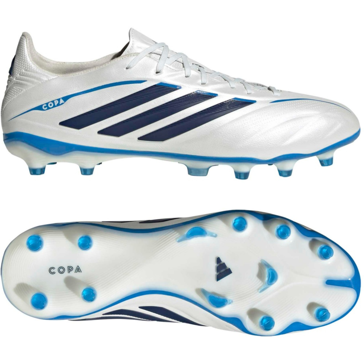 adidas Copa Pure IV Pro Gazon Naturel Chaussures de Foot (FG) Blanc Bleu Bleu Foncé