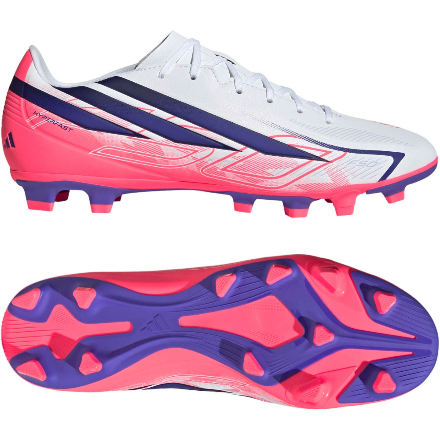 adidas F50 Hyperfast Club Gras / Kunstgras Voetbalschoenen (MG) Wit Paars Roze