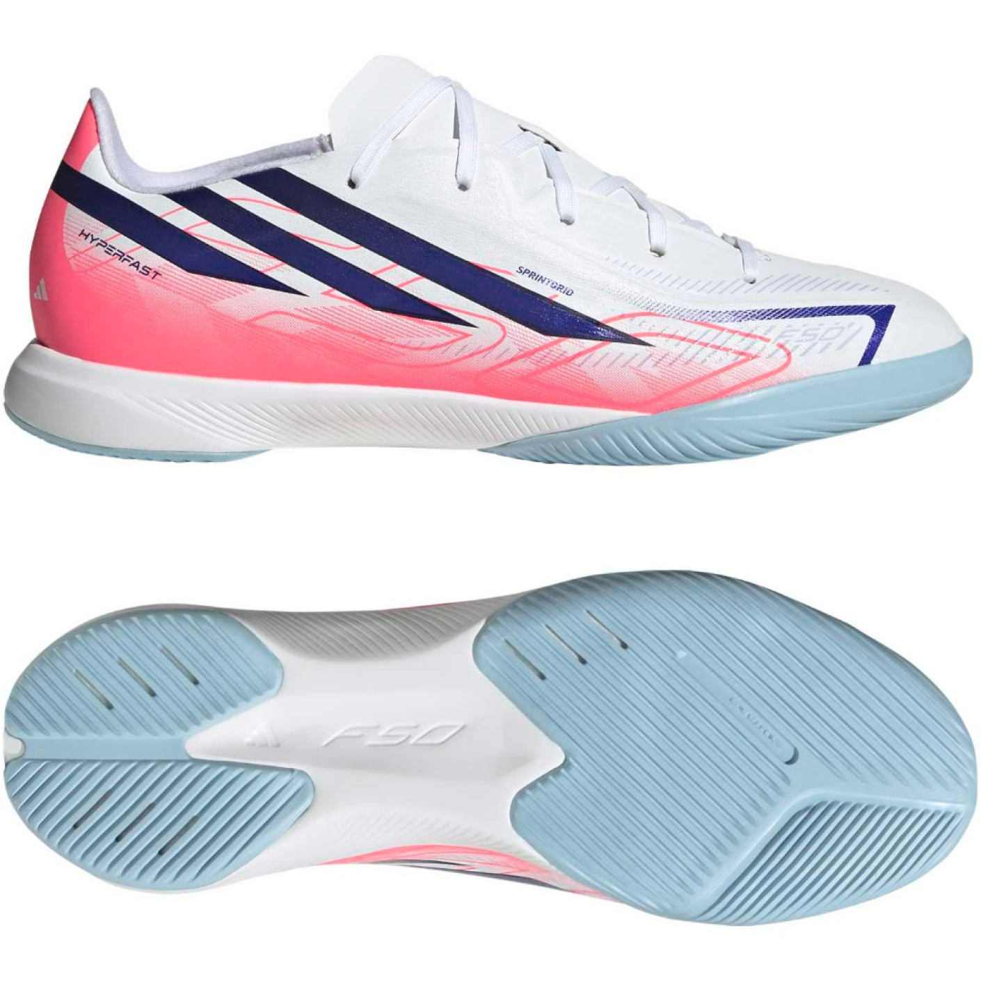 adidas F50 Hyperfast League Chaussures de Foot en Salle (IN) Enfants Blanc Mauve Rose