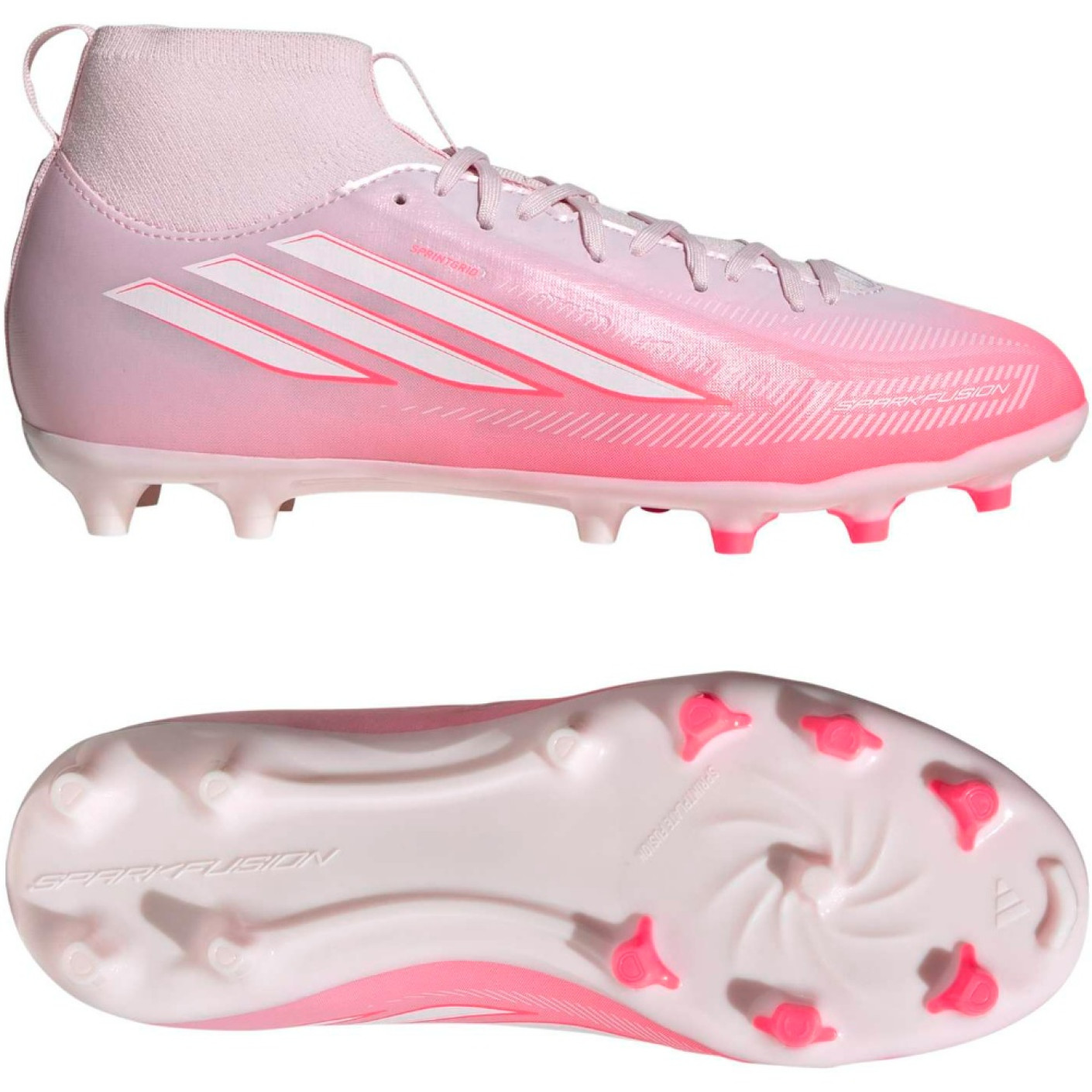 adidas F50 Sparkfusion League Gras / Kunstgras Voetbalschoenen (MG) Kids Roze Wit