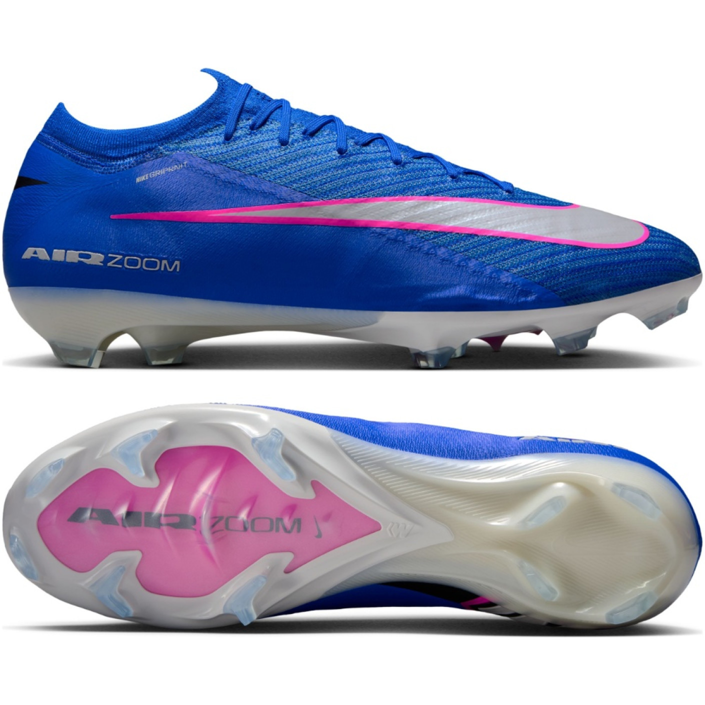 Nike Zoom Mercurial Vapor 16 Elite Gazon Naturel Chaussures de Foot (FG) Bleu Blanc Rose Vif