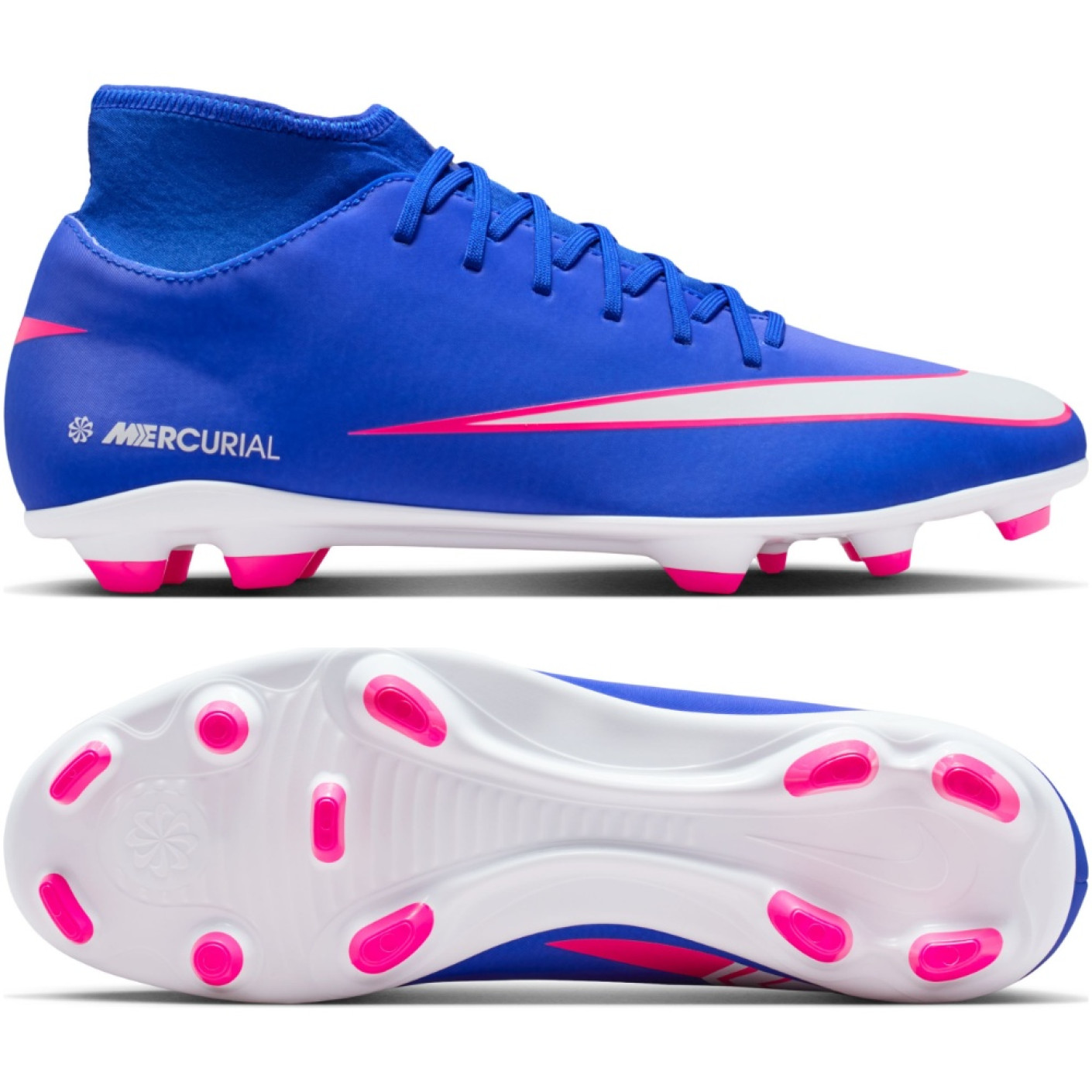Nike Mercurial Superfly 10 Club Gazon Naturel Gazon Artificiel Chaussures de Foot (MG) Bleu Blanc Rose Vif