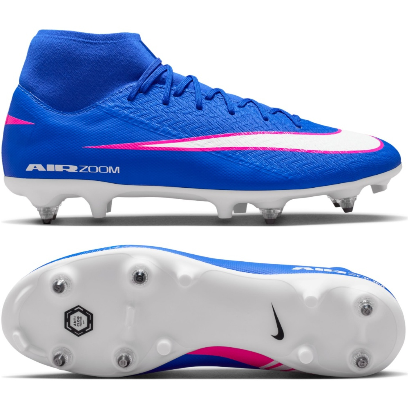 Nike Zoom Mercurial Superfly 10 Academy IJzeren-Nop Voetbalschoenen (SG) Blauw Wit Felroze