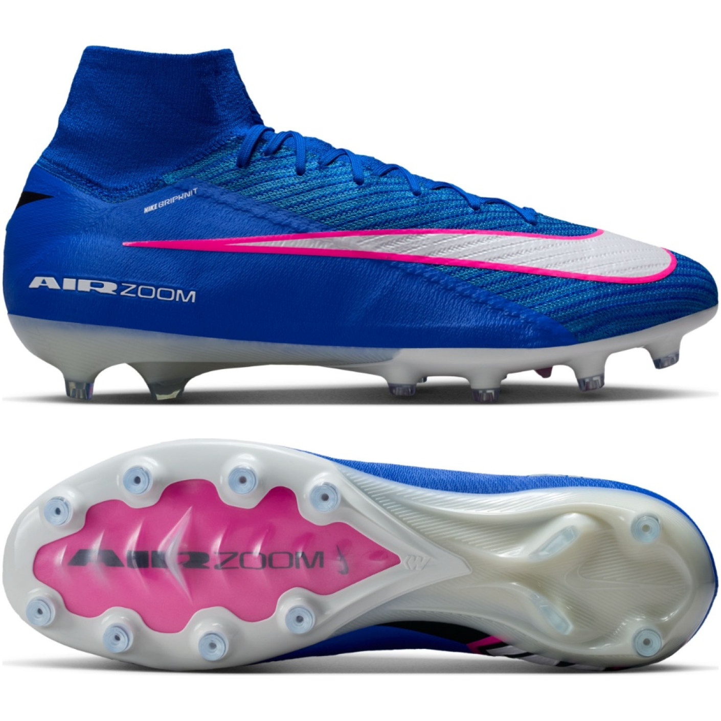 Nike Zoom Mercurial Superfly 10 Elite Gazon Artificiel Chaussures de Foot (AG) Bleu Blanc Rose Vif