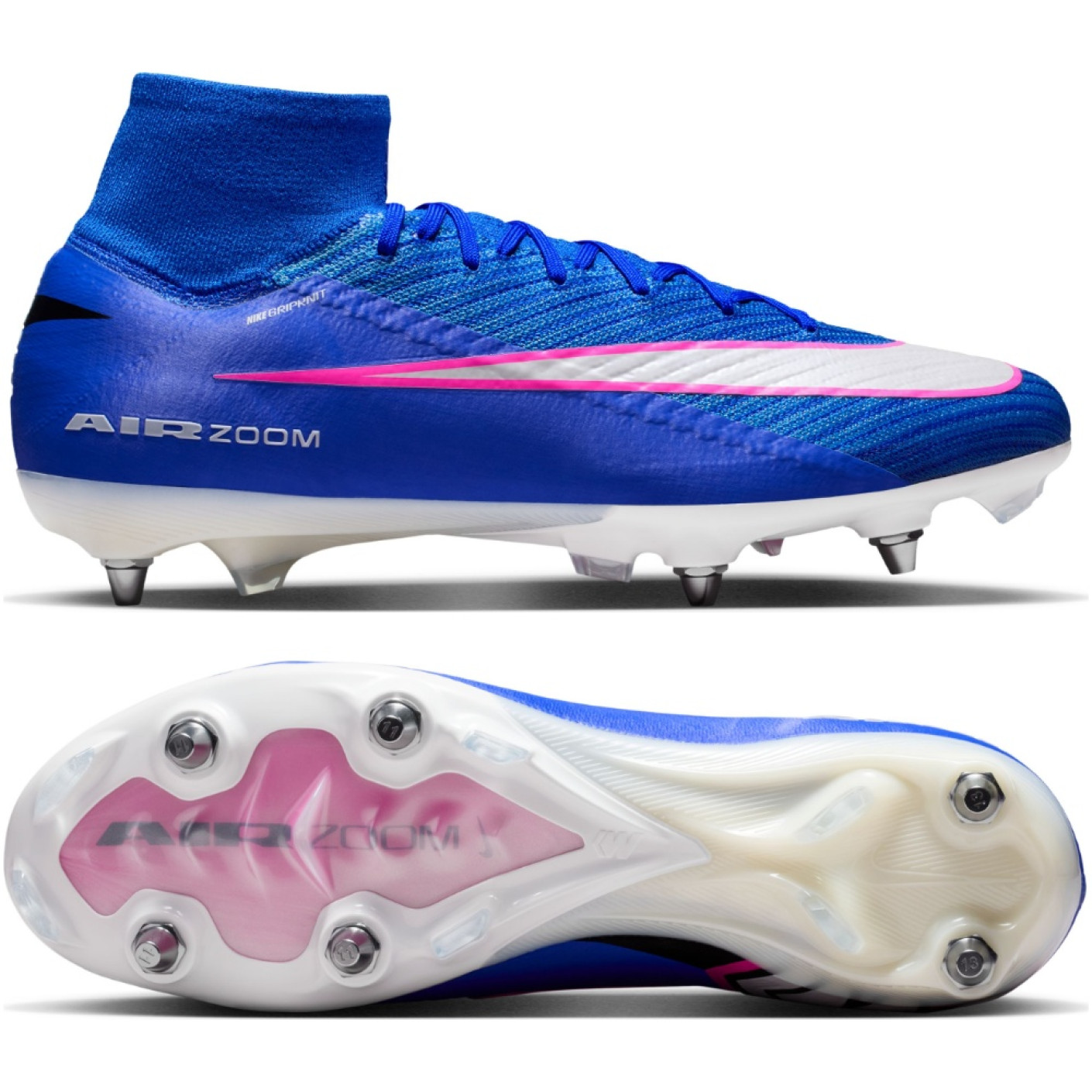 Nike Zoom Mercurial Superfly 10 Elite IJzeren-Nop Voetbalschoenen (SG) Pro Player Blauw Wit Felroze