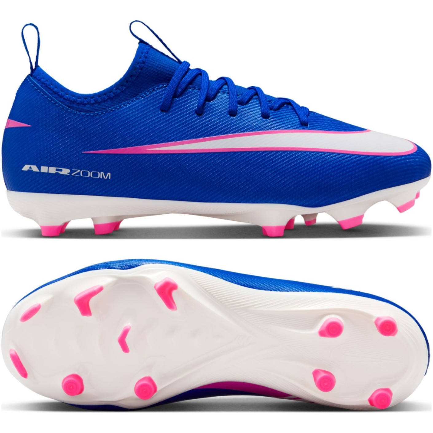 Nike Zoom Mercurial Vapor 16 Academy Gazon Naturel Artificiel Chaussures de Foot (MG) Enfants Bleu Blanc Rose Vif