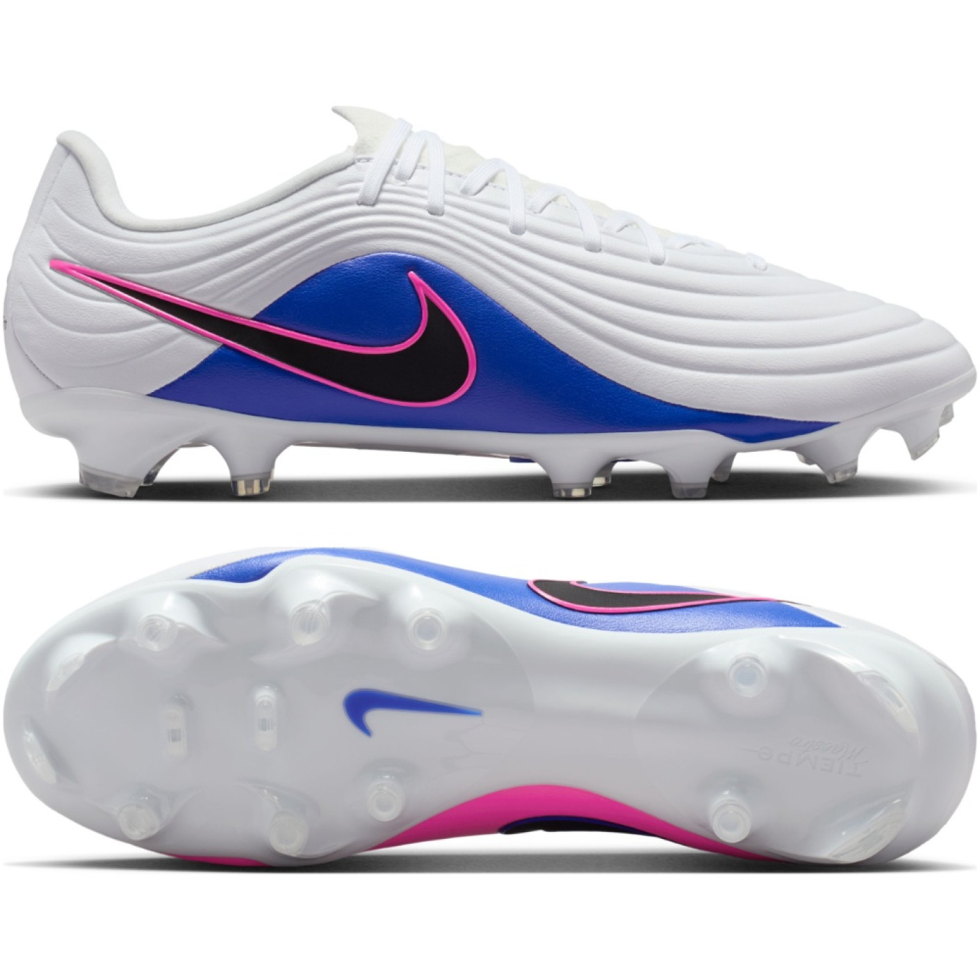 Nike Tiempo Maestro Academy Gazon Naturel Artificiel Chaussures de Foot (MG) Blanc Bleu Rose Vif